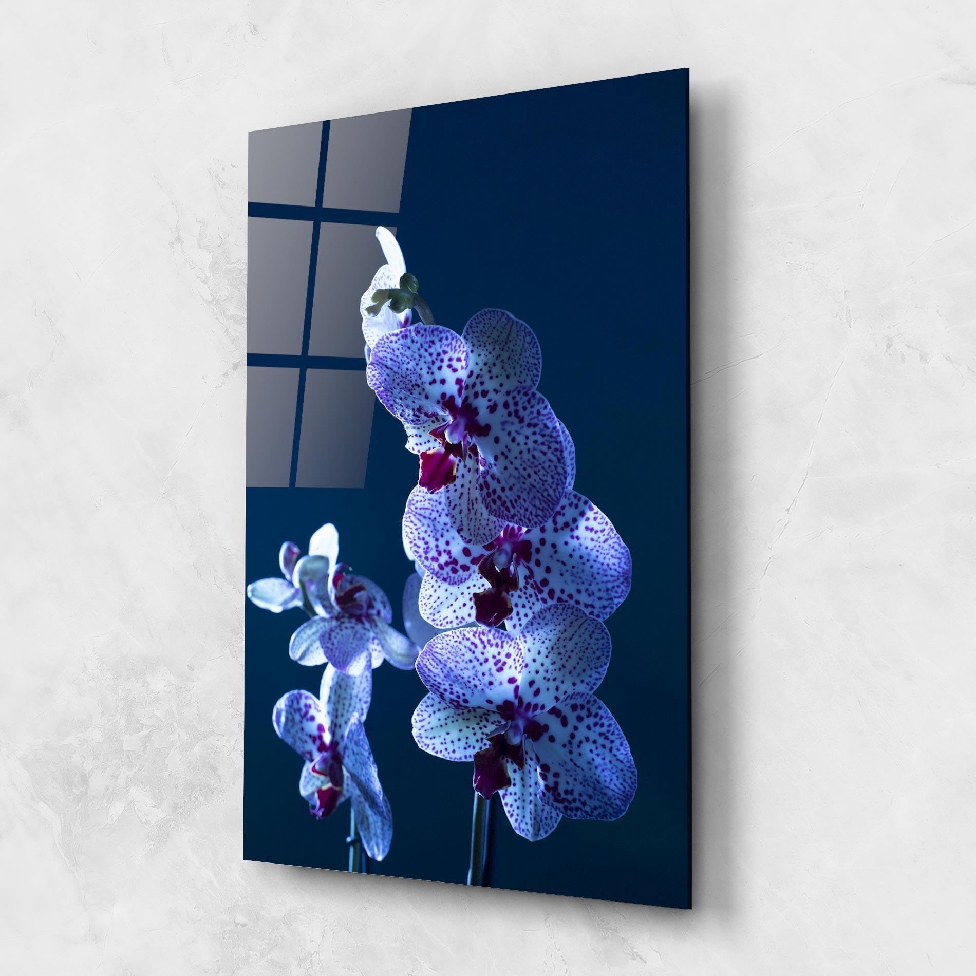 Glasbild Blue Light Orchid mockup 1