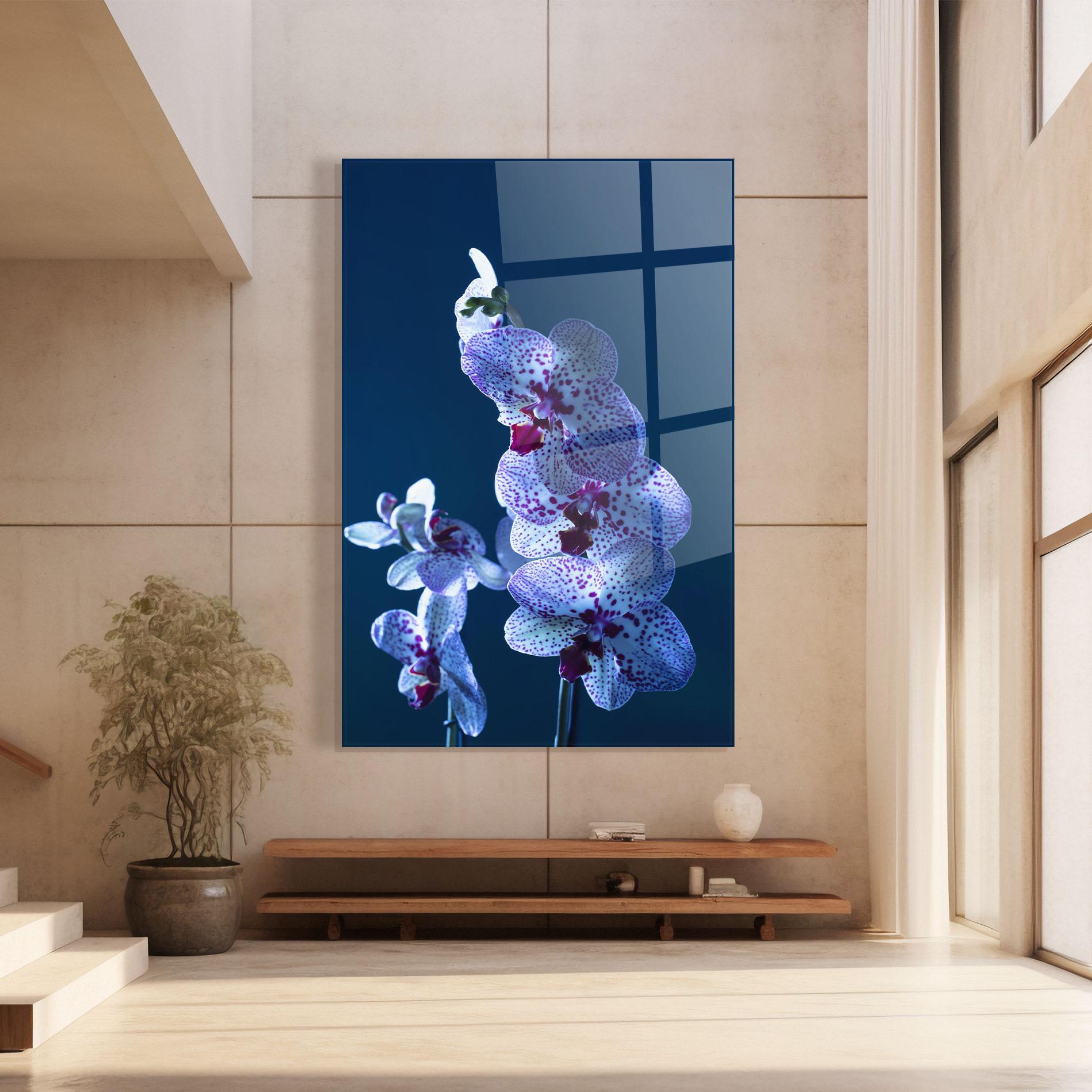 Glasbild Blue Light Orchid mockup 8