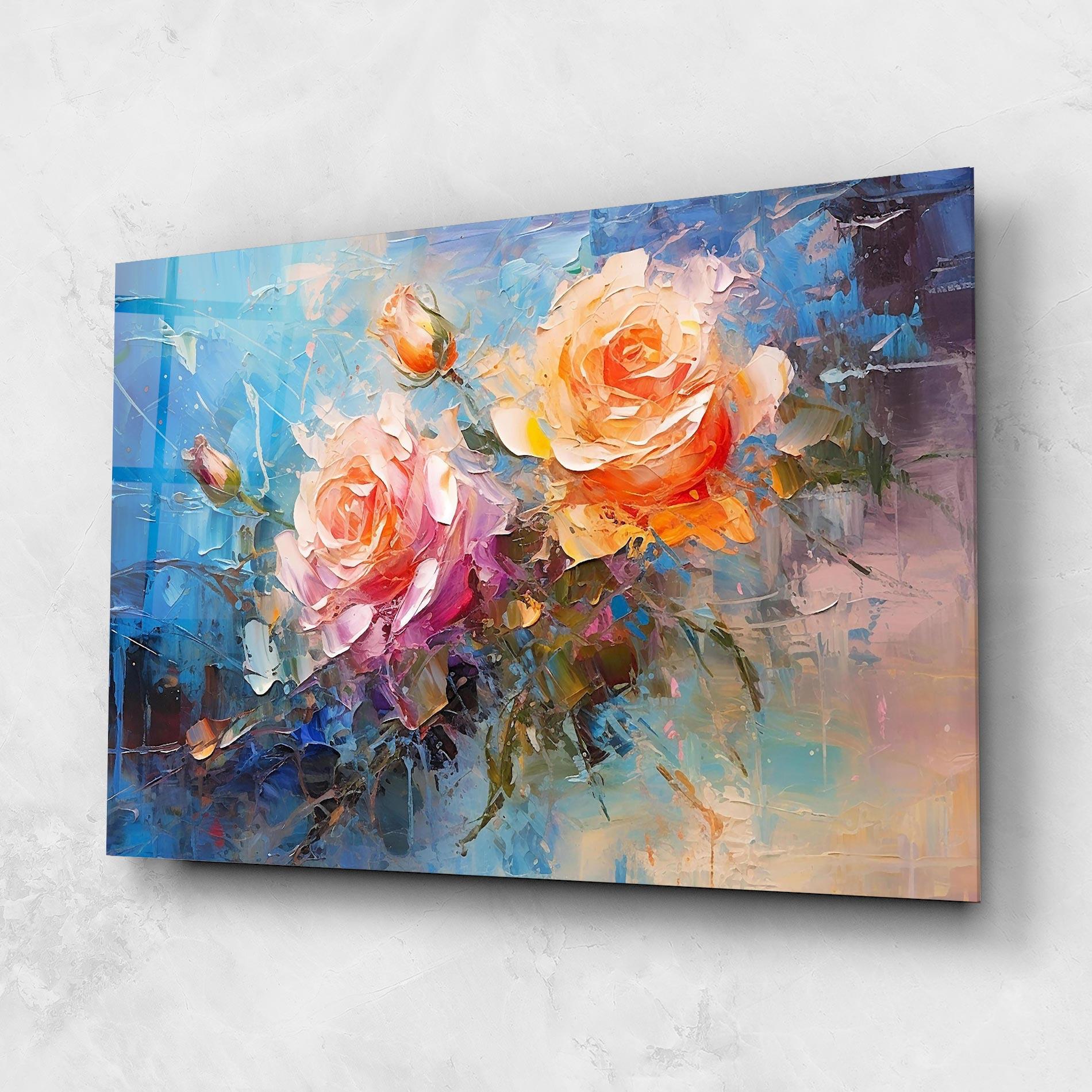 Glasbild Light Orange Rose Painting mockup 1