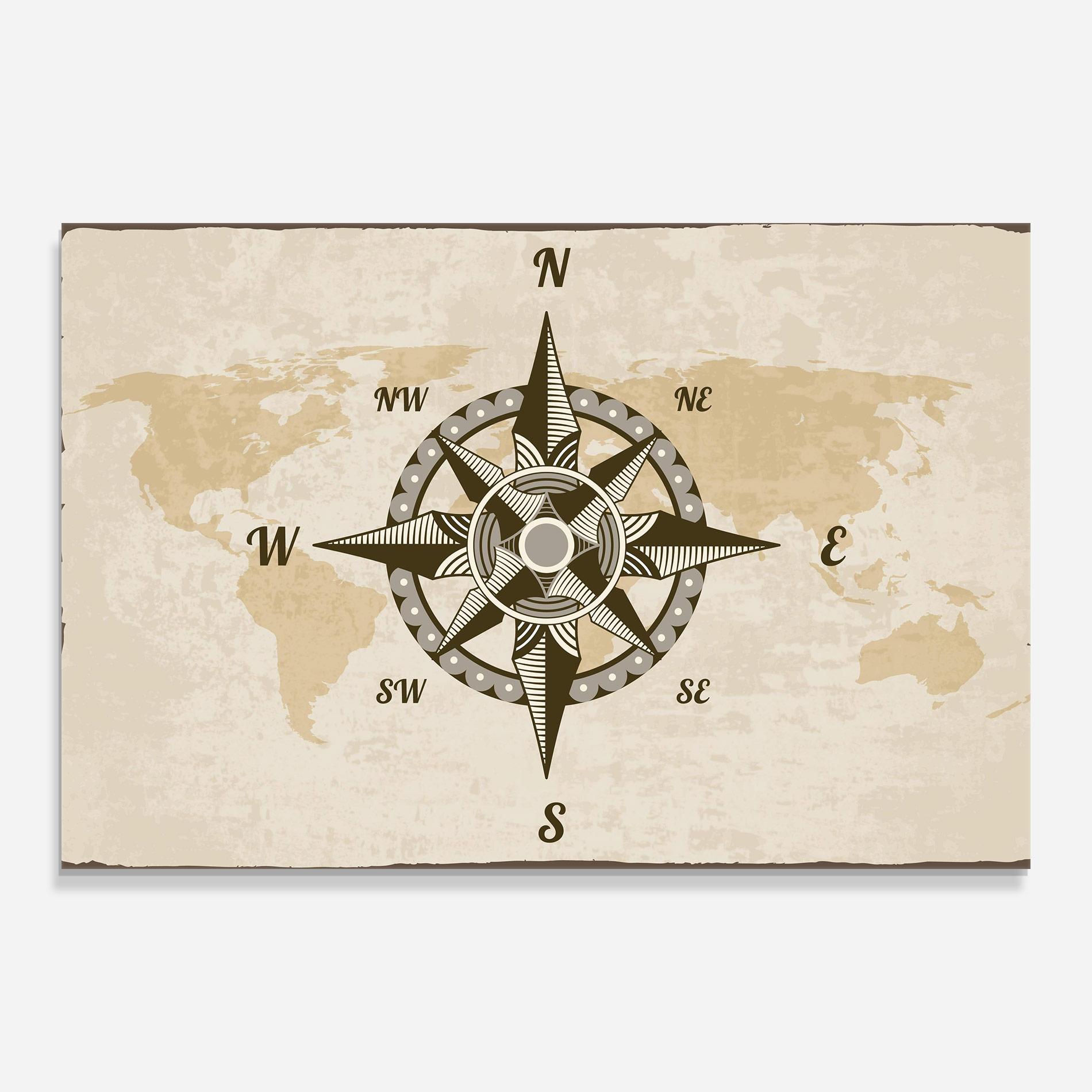 Glasbild Nautical Compass mockup 0