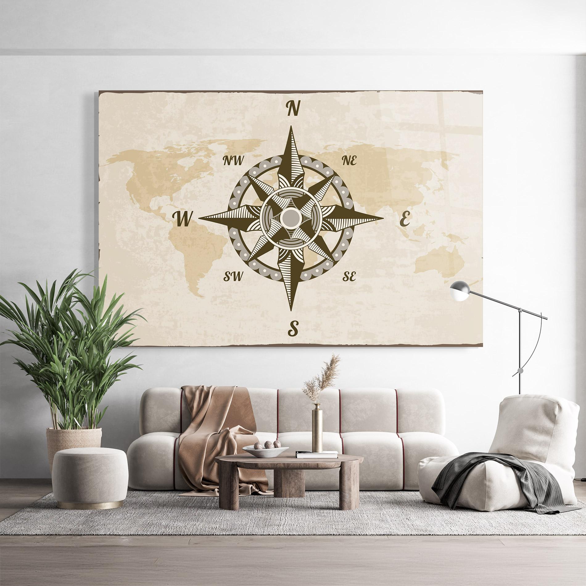 Glasbild Nautical Compass mockup 9