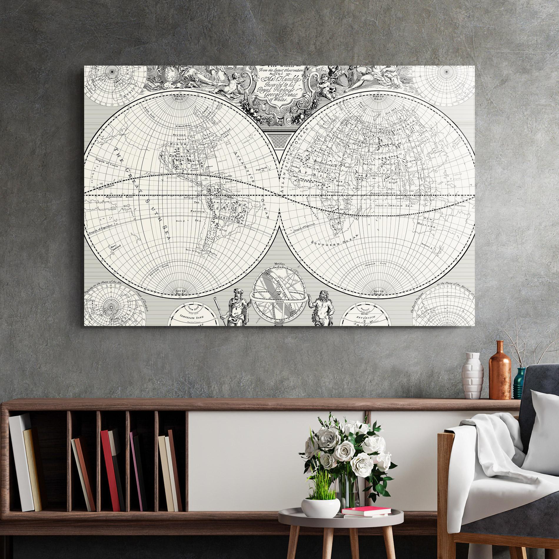 Glasbild Black White Map mockup 2