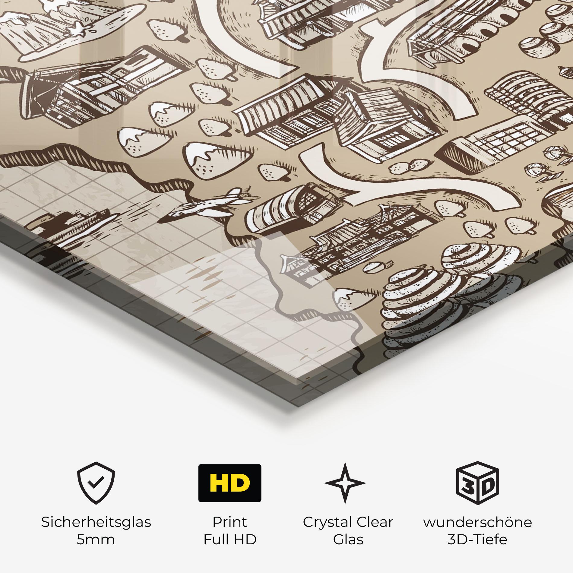 Glasbild Old Korea Map mockup 3