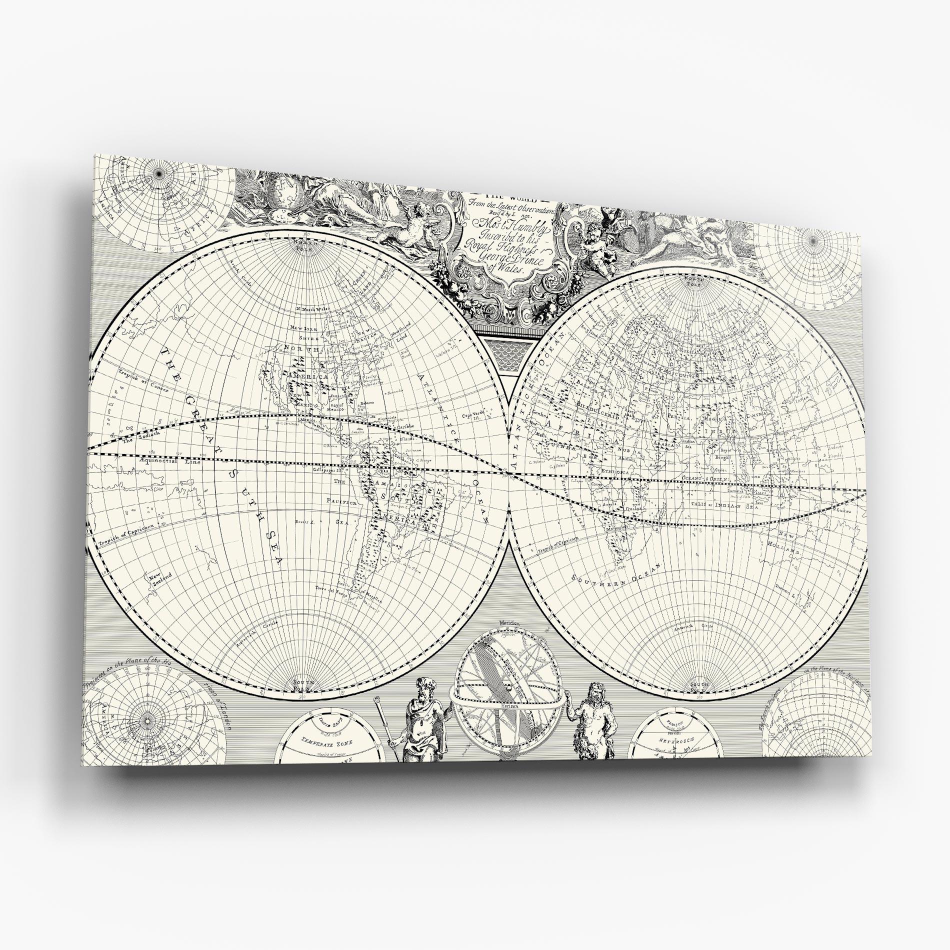 Glasbild Black White Map mockup 6