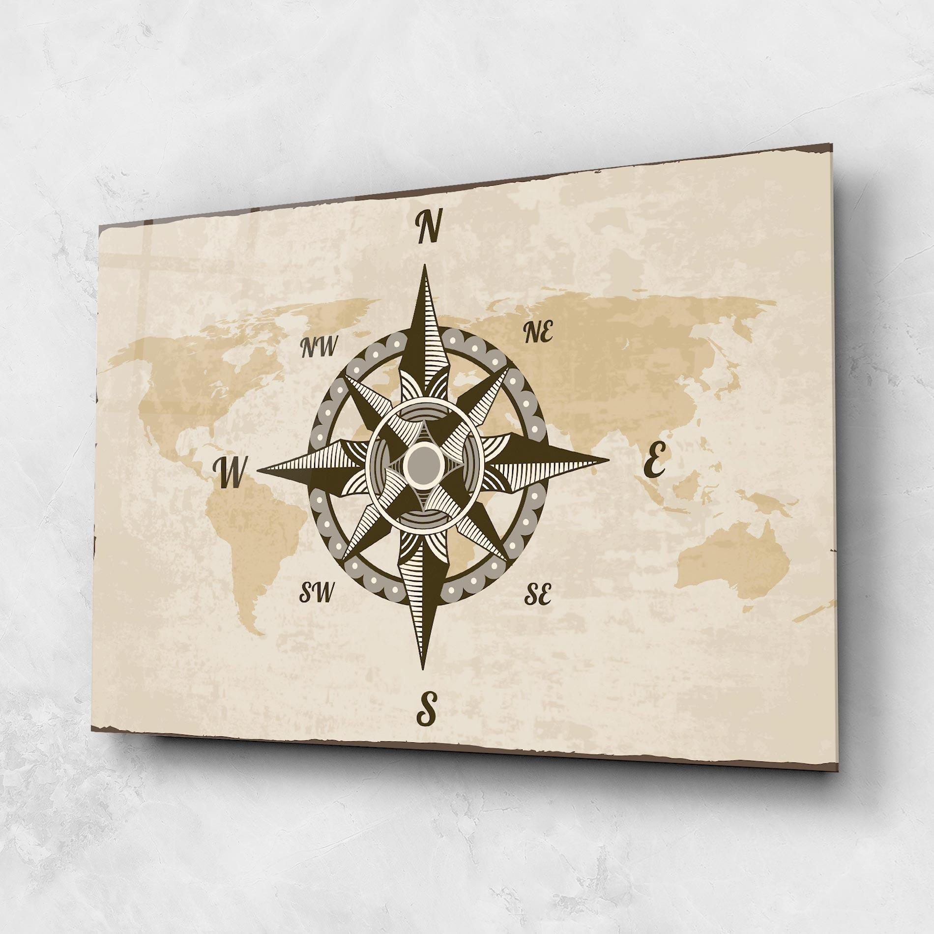 Glasbild Nautical Compass mockup 1