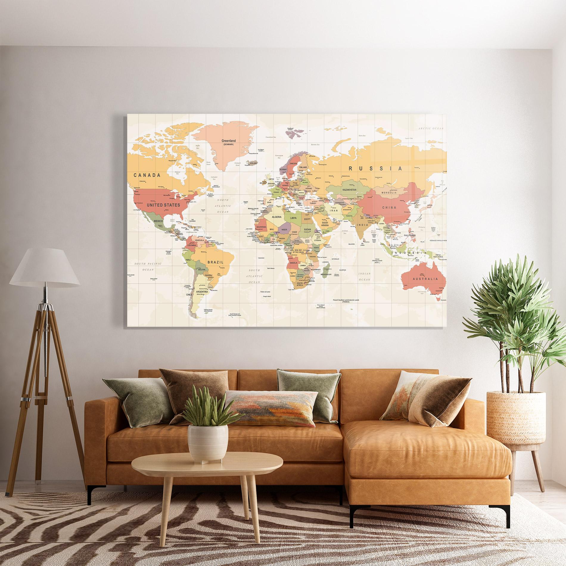Glasbild Orange Cream Map mockup 7