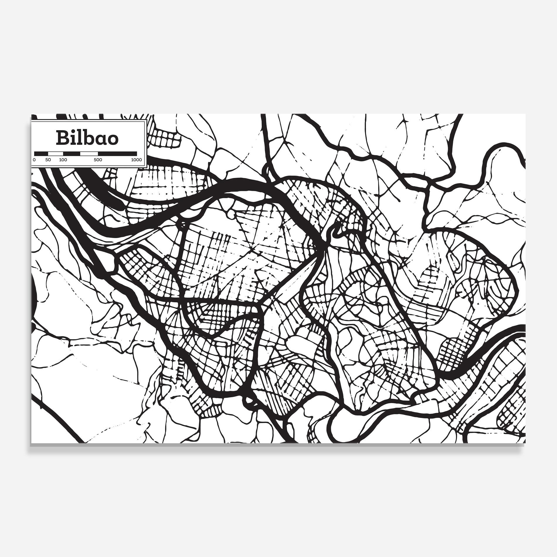 Glasbild Bilbao Map mockup 0