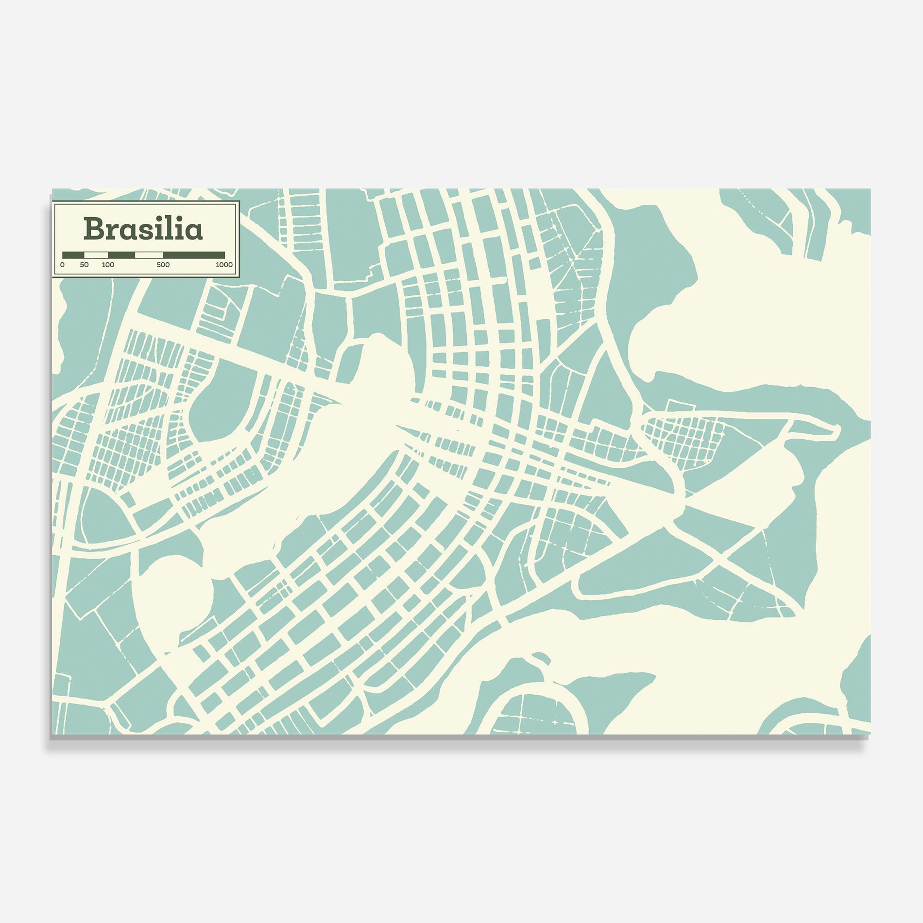 Glasbild Brasilia Map mockup 0