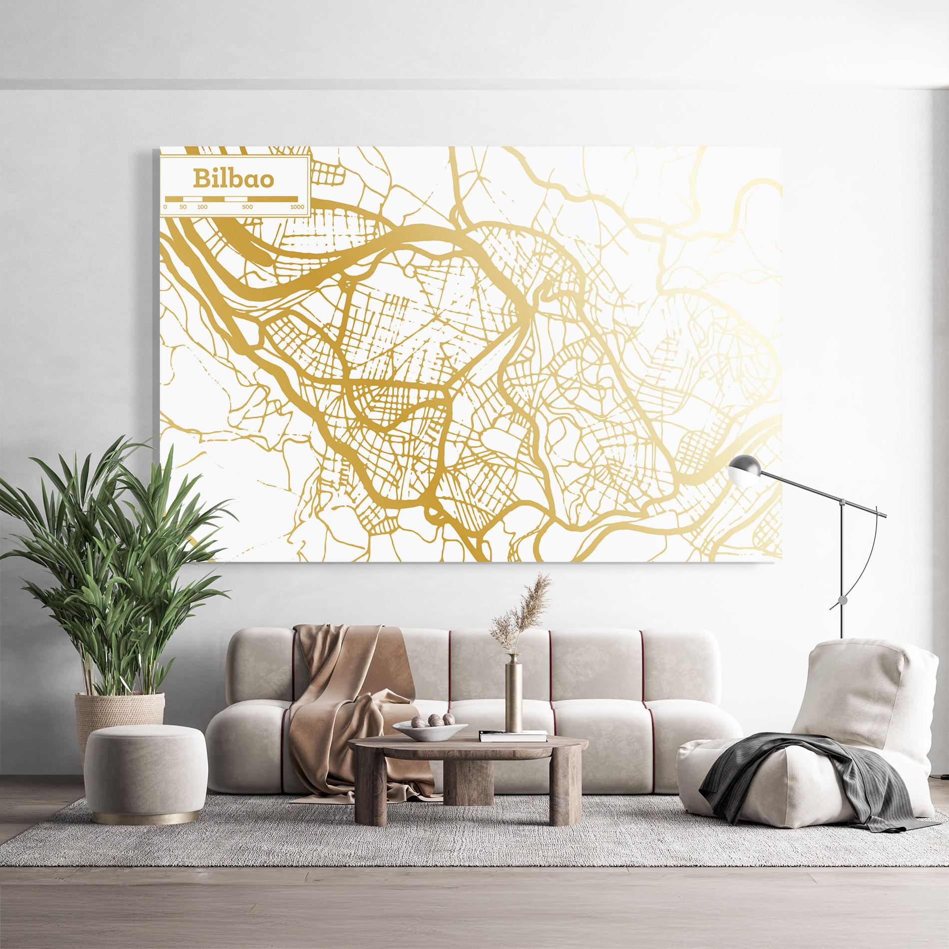 Glasbild Bilbao Gold Map mockup 9