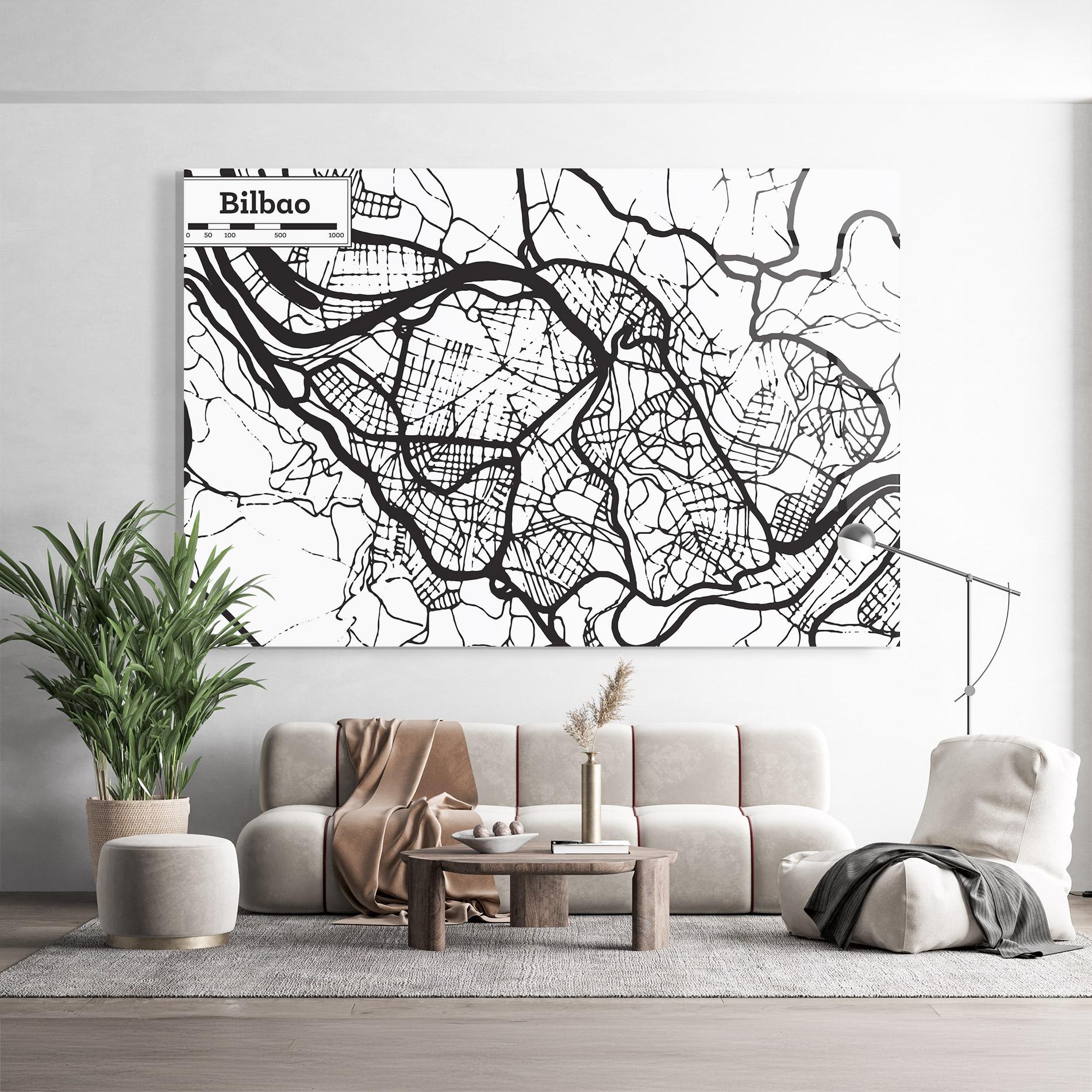 Glasbild Bilbao Map mockup 9