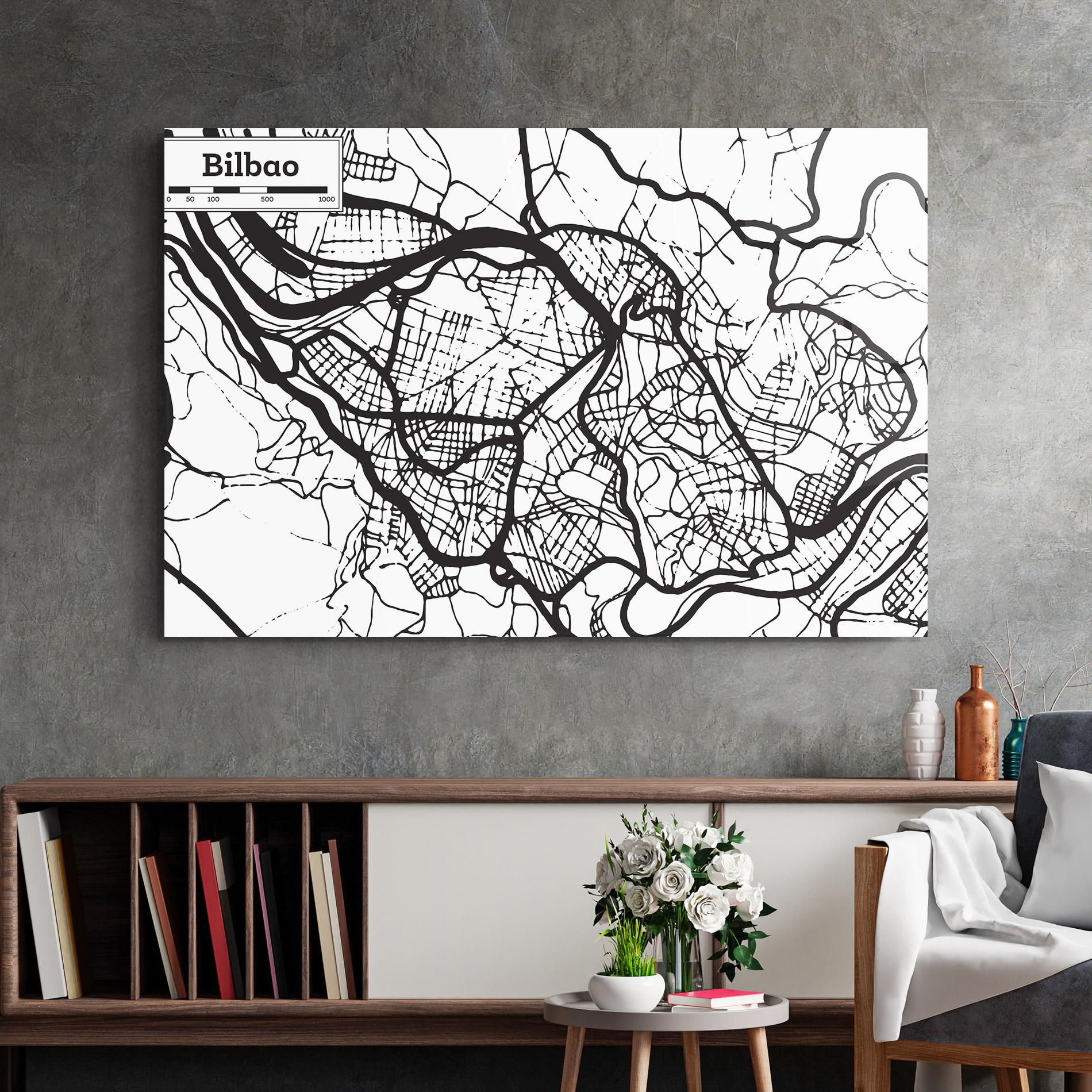 Glasbild Bilbao Map mockup 2
