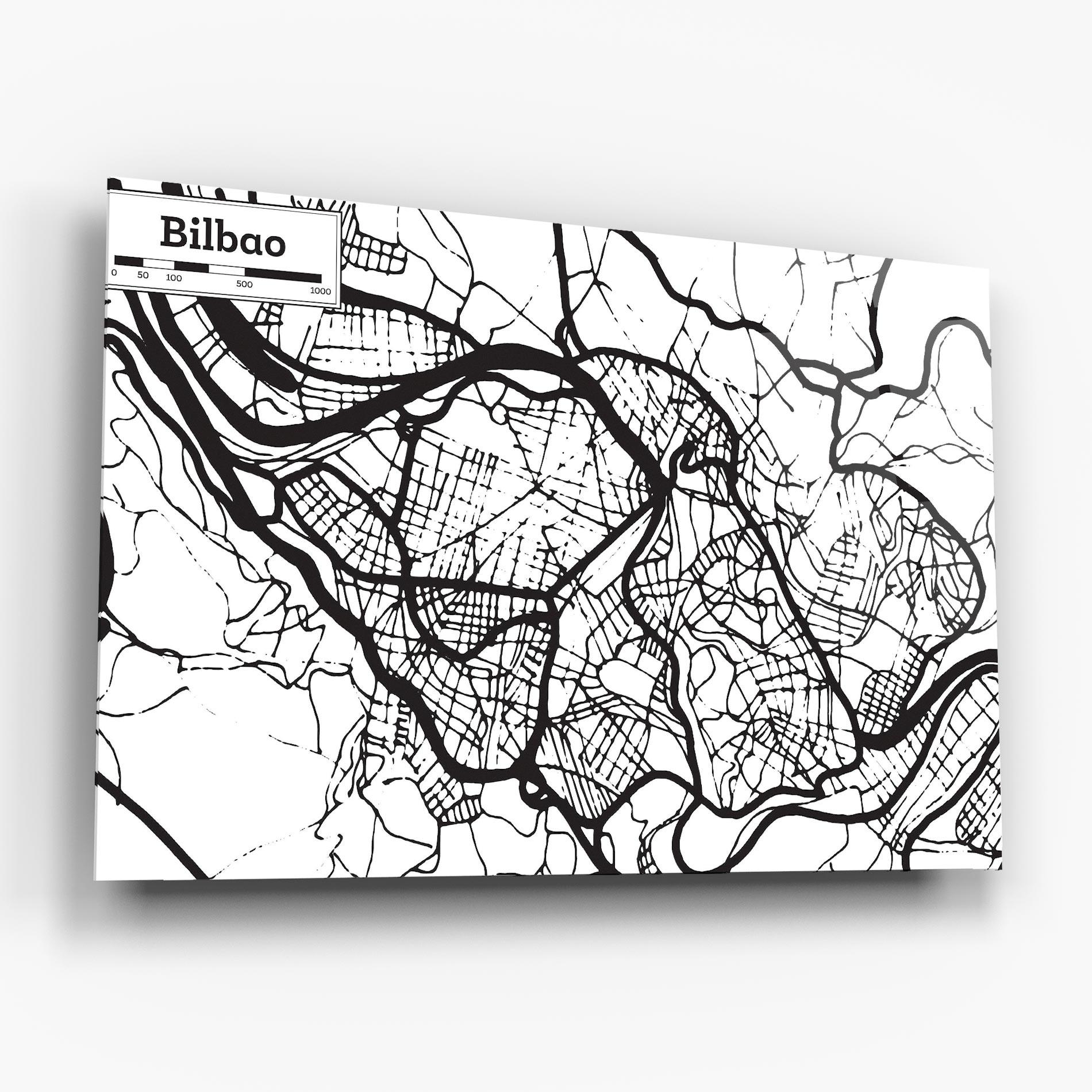 Glasbild Bilbao Map mockup 6