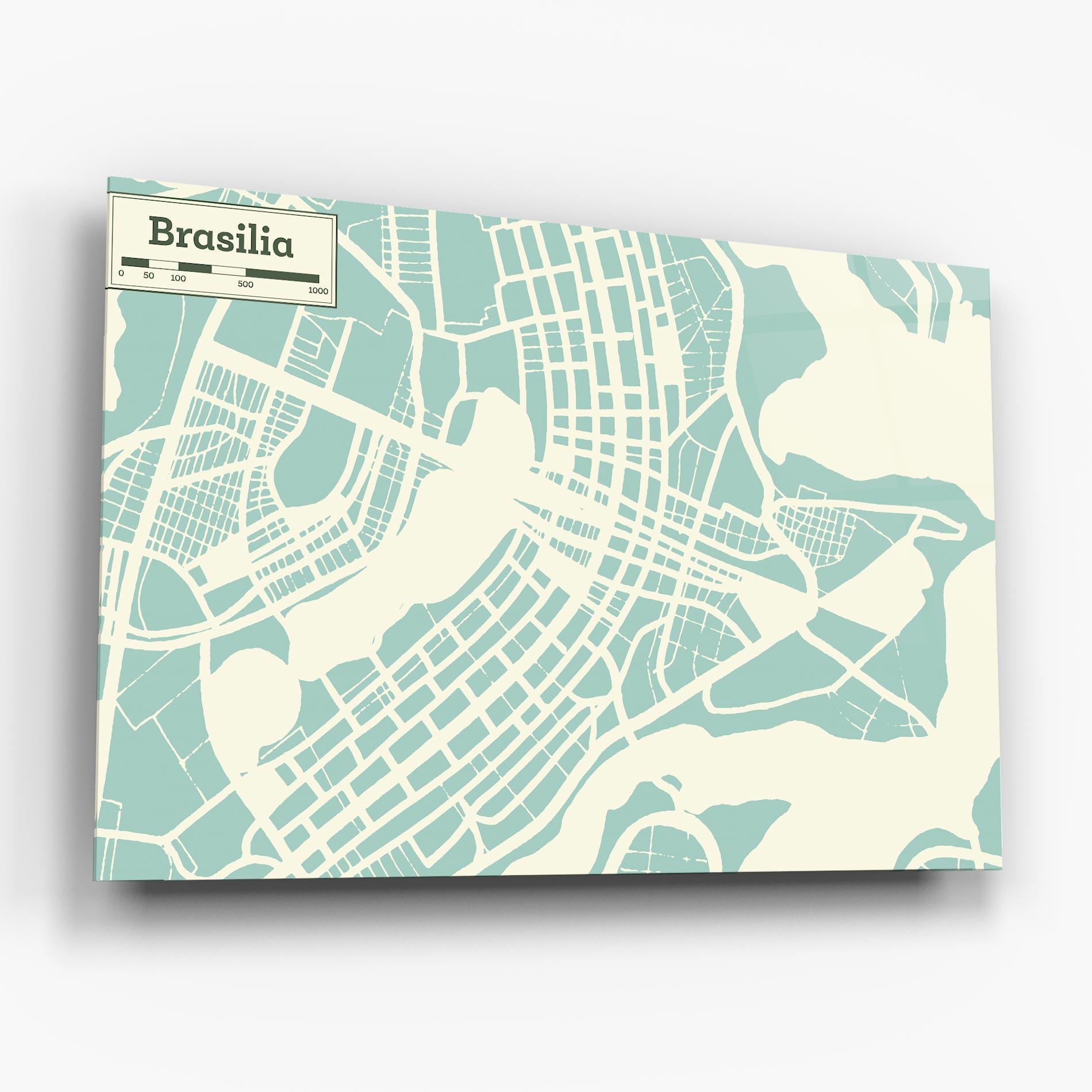 Glasbild Brasilia Map mockup 6