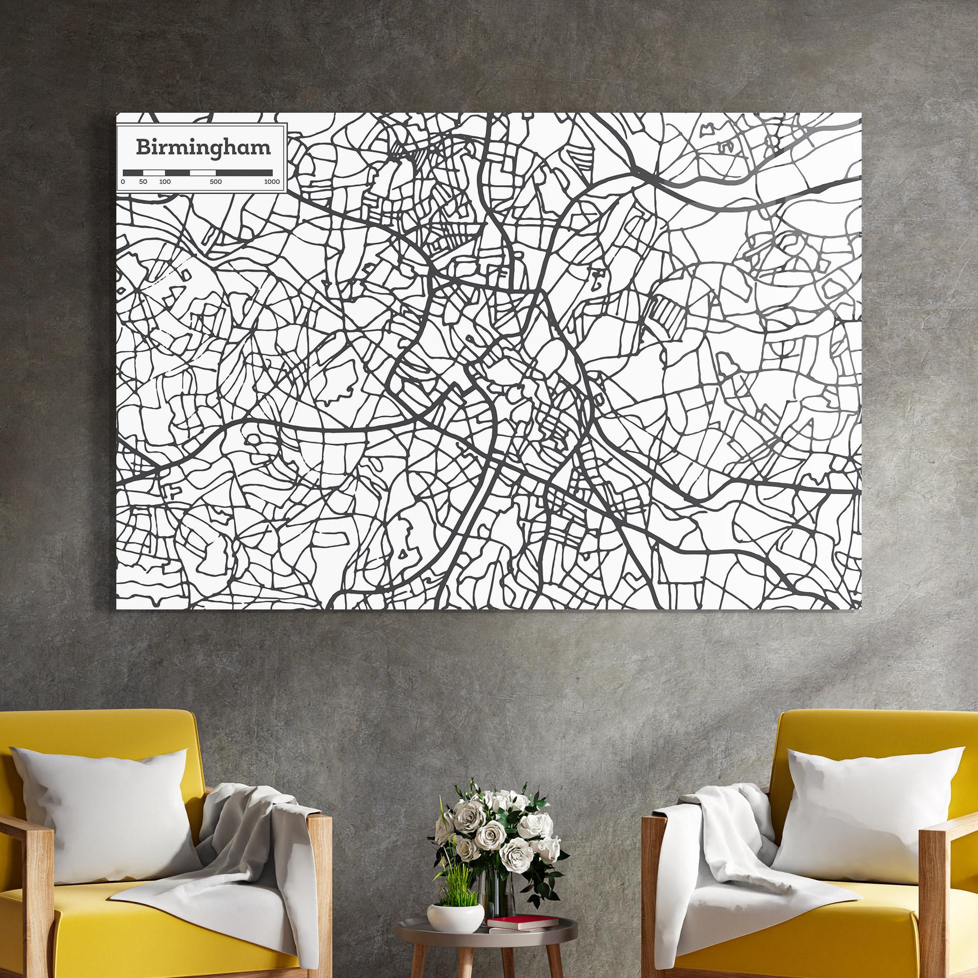 Glasbild Birmingham Map mockup 4