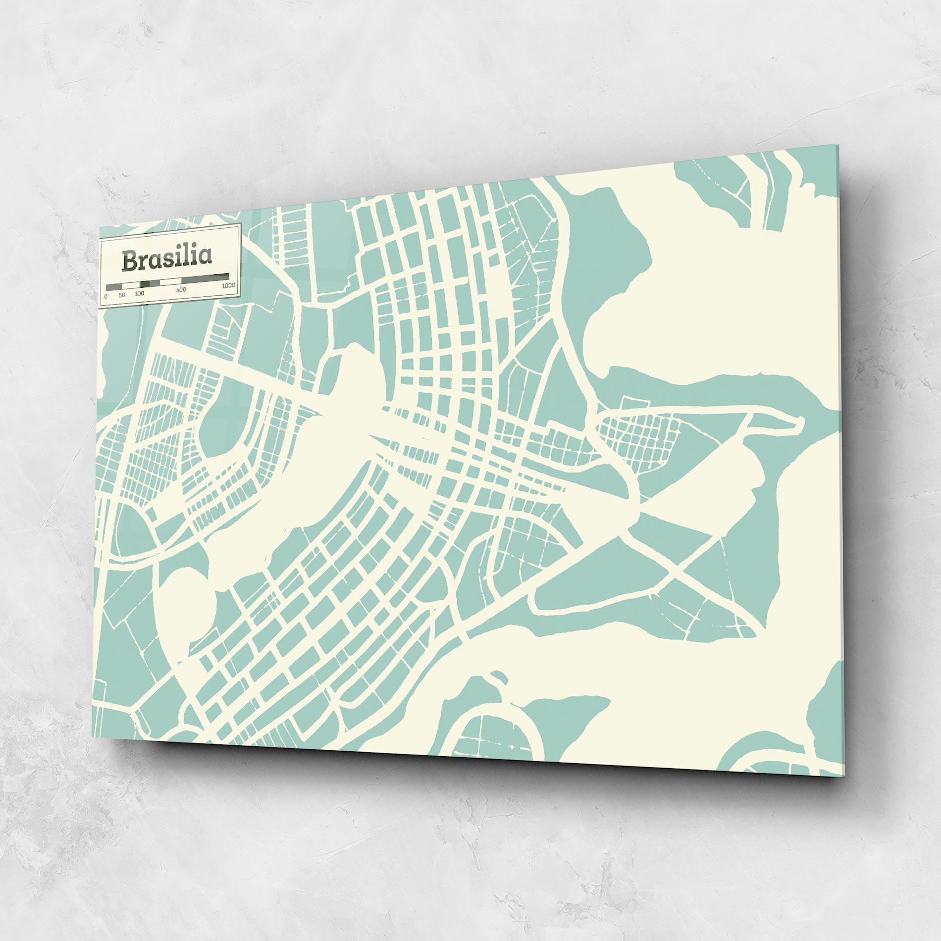 Glasbild Brasilia Map mockup 1