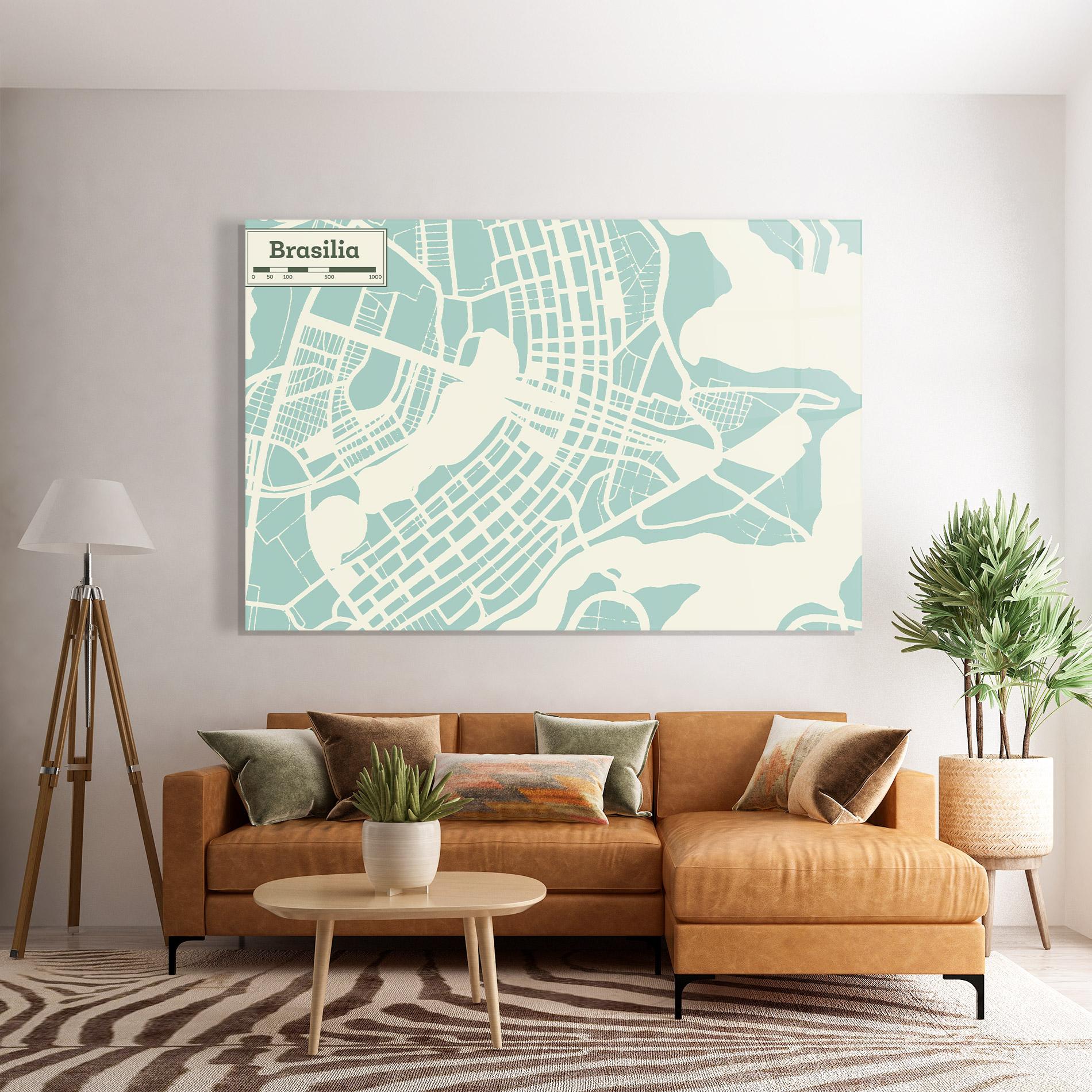 Glasbild Brasilia Map mockup 7