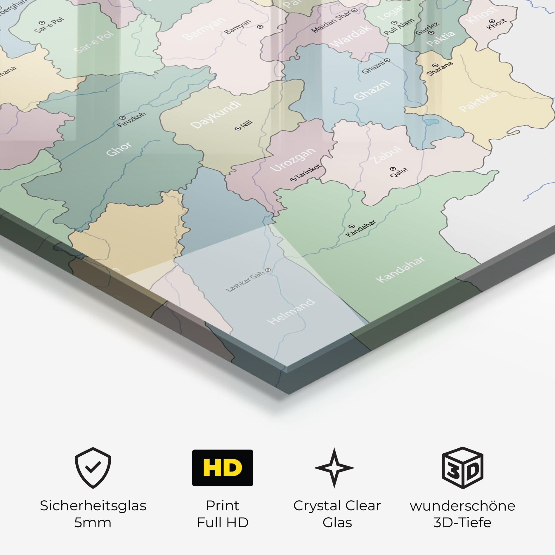 Glasbild Afghanistan Map mockup 3