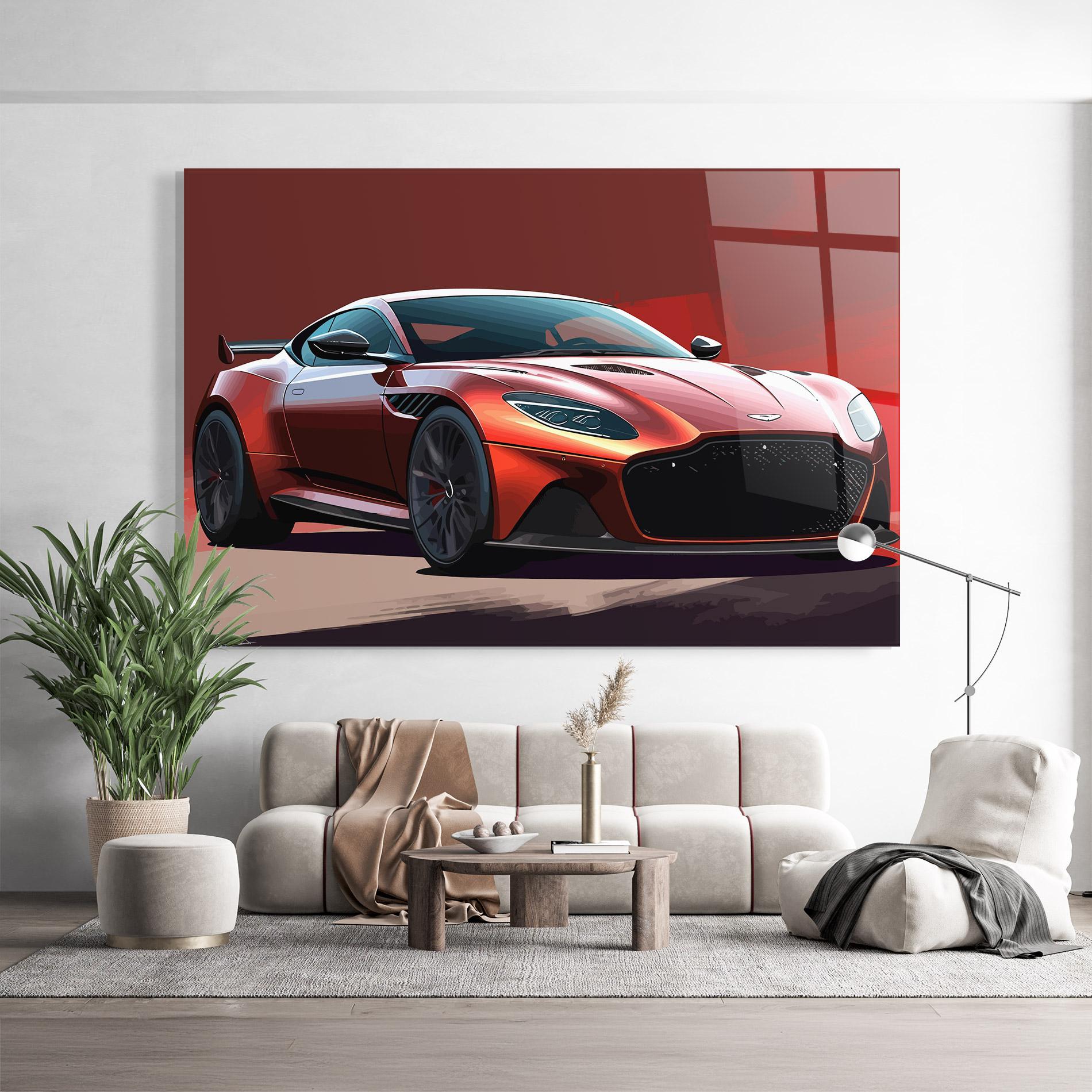 Glasbild Red Cool Car mockup 9
