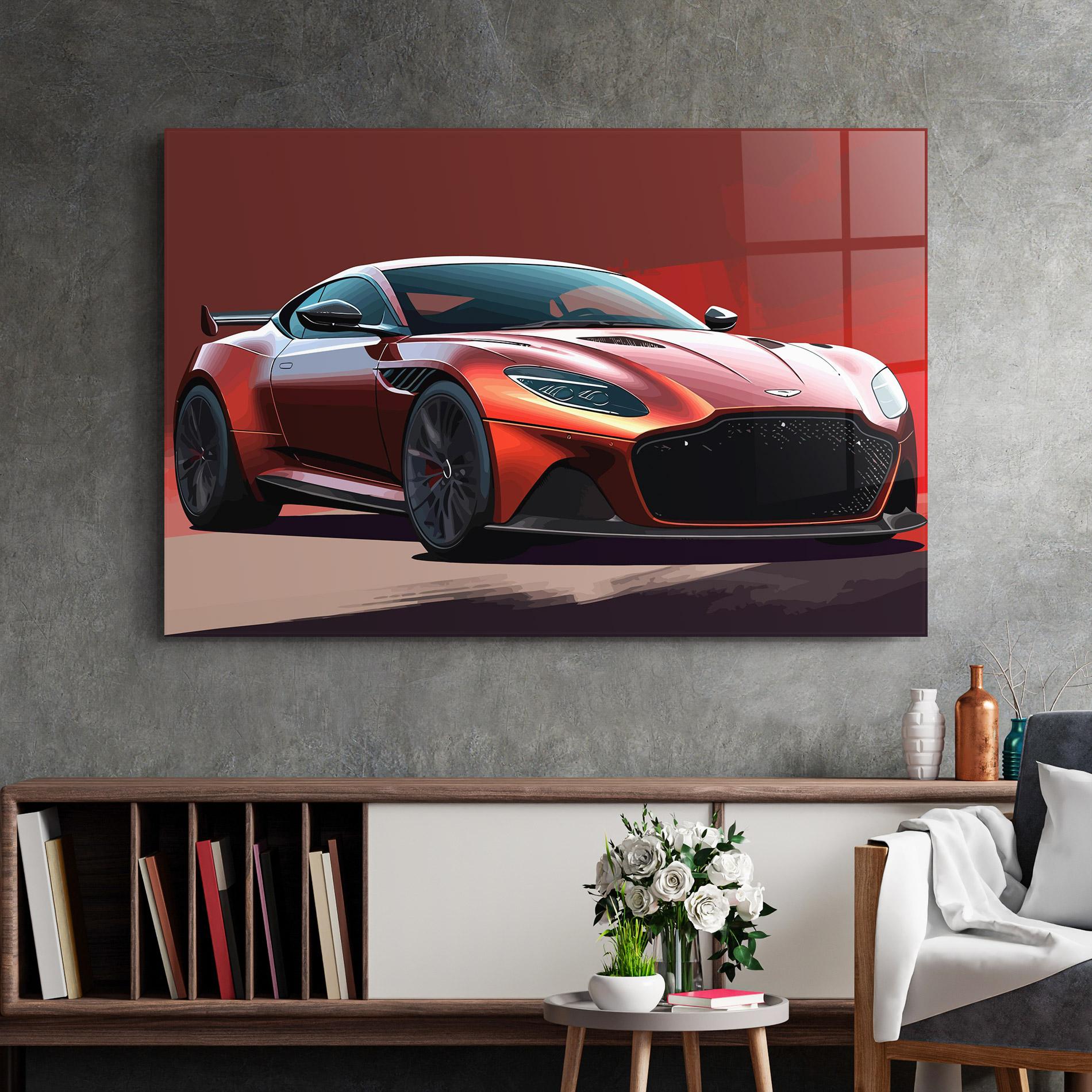 Glasbild Red Cool Car mockup 2