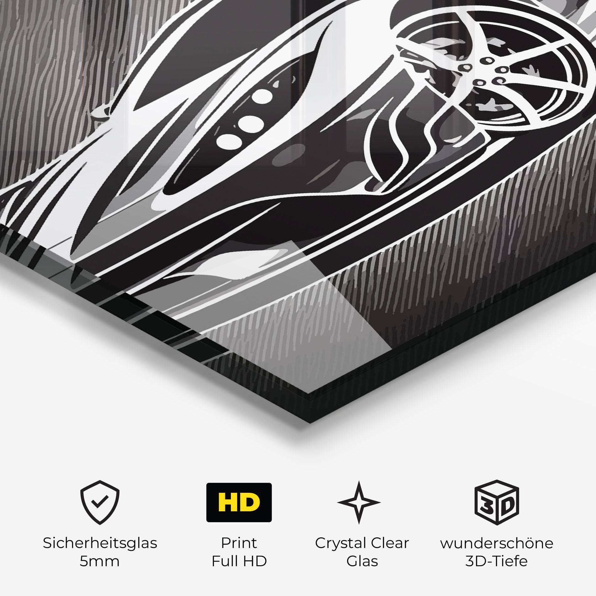 Glasbild White Sport Car mockup 3