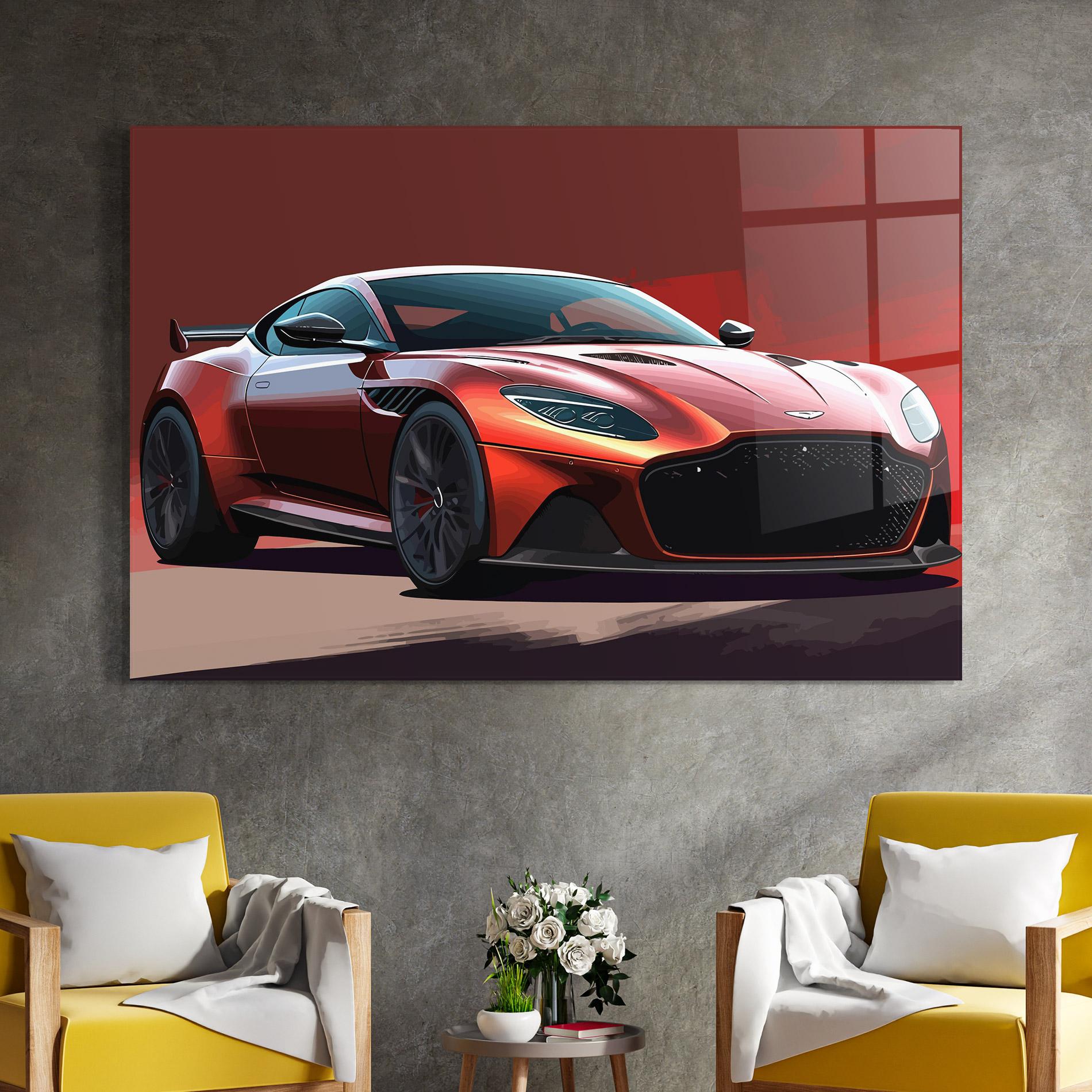 Glasbild Red Cool Car mockup 4