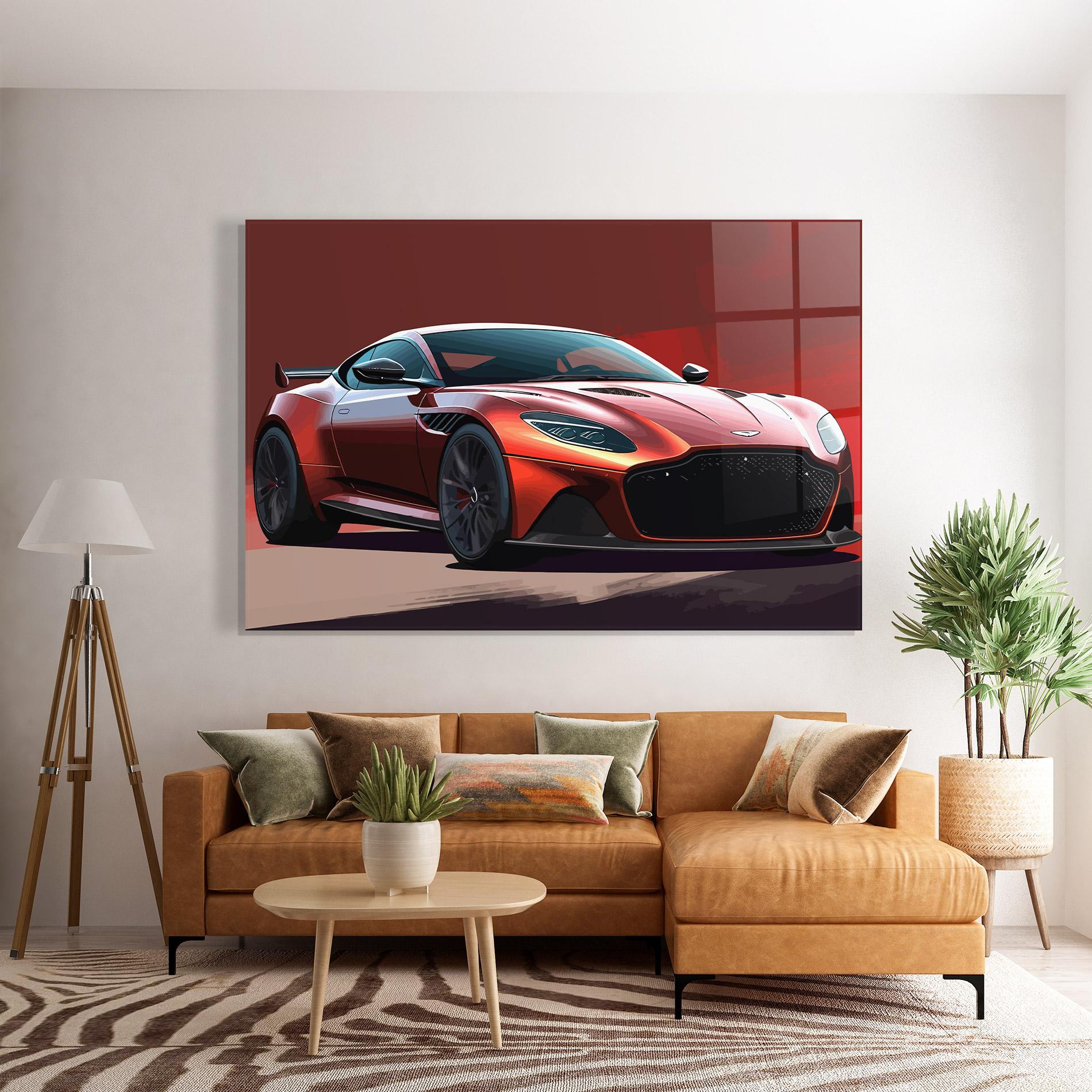 Glasbild Red Cool Car mockup 7