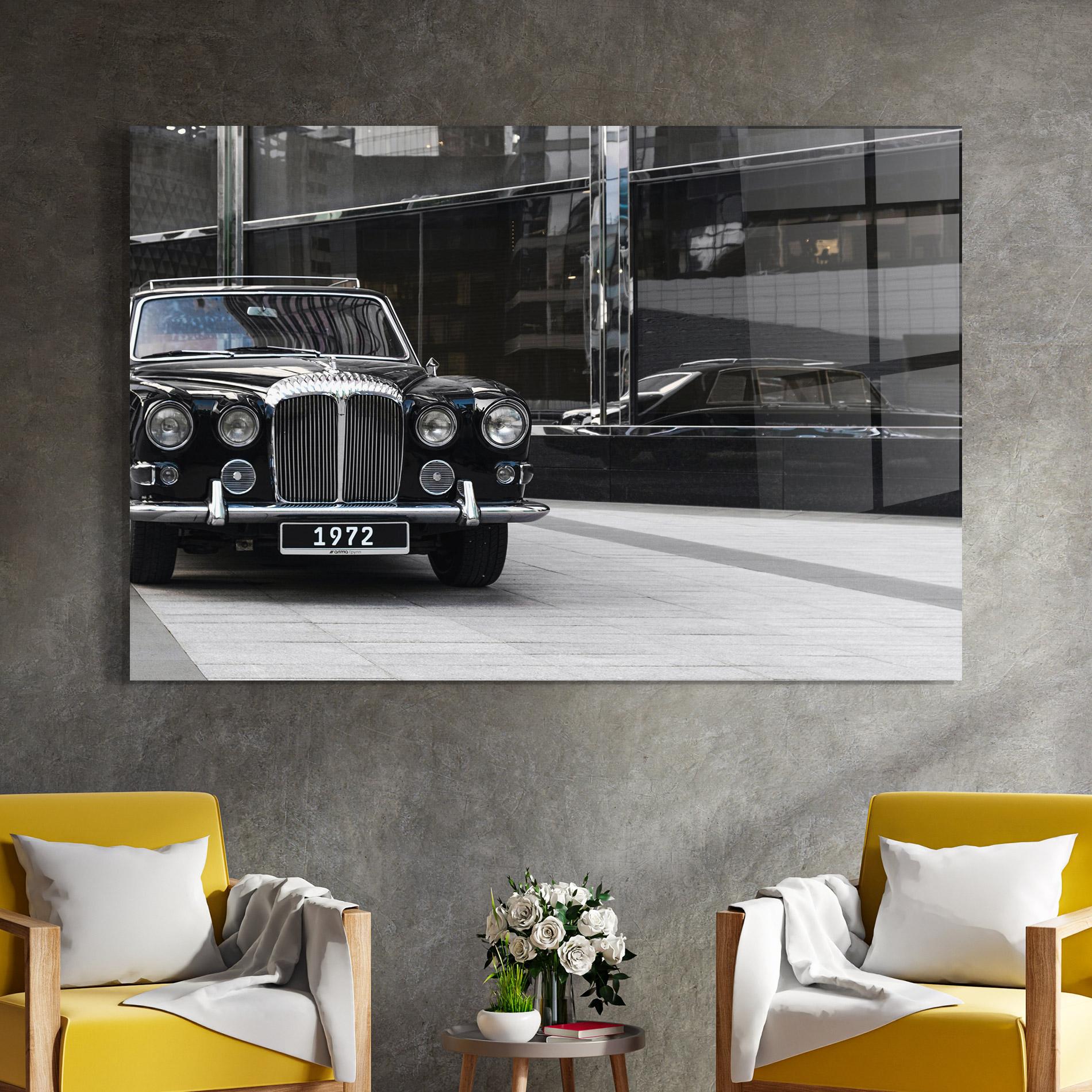Glasbild Vintage Black Car mockup 4