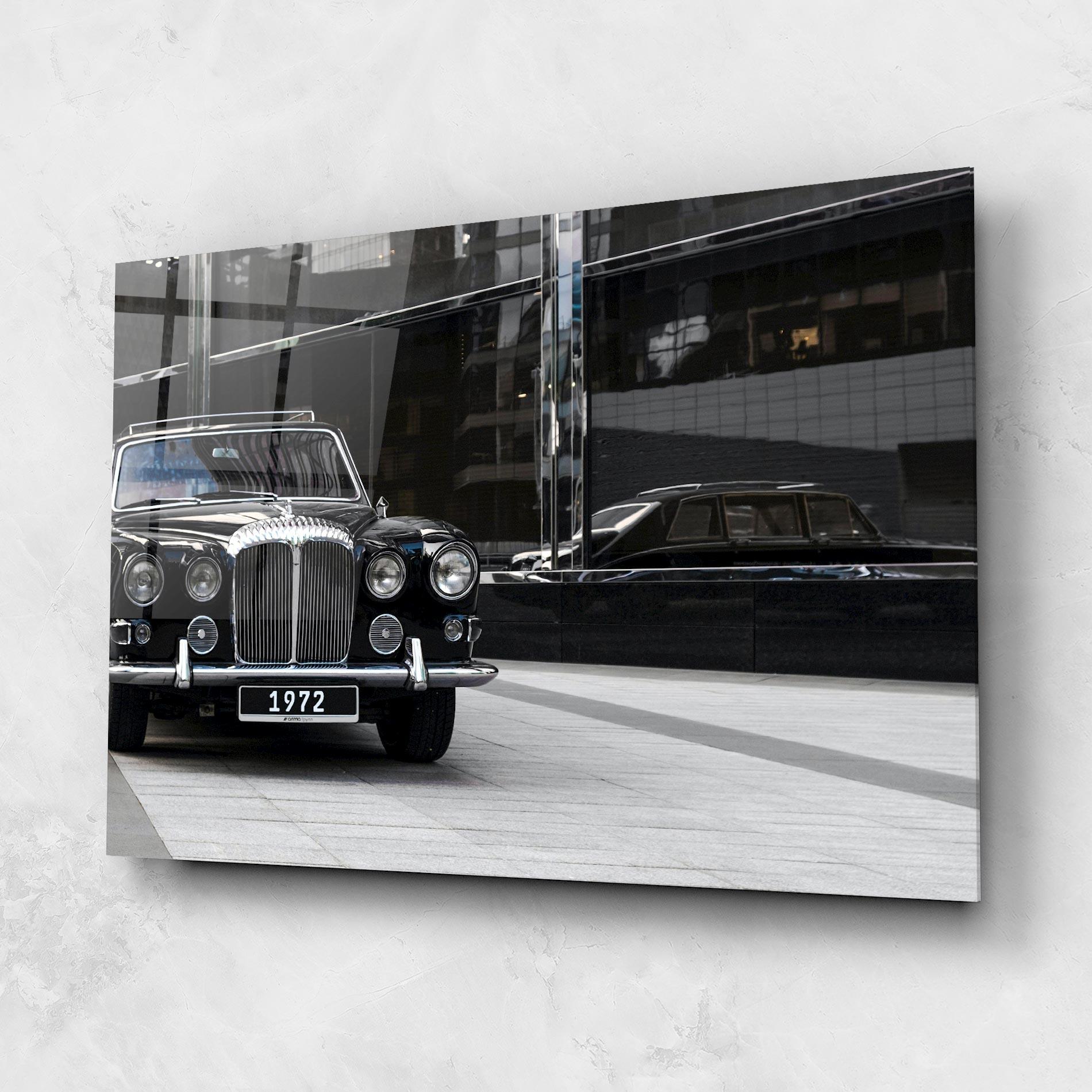 Glasbild Vintage Black Car mockup 1