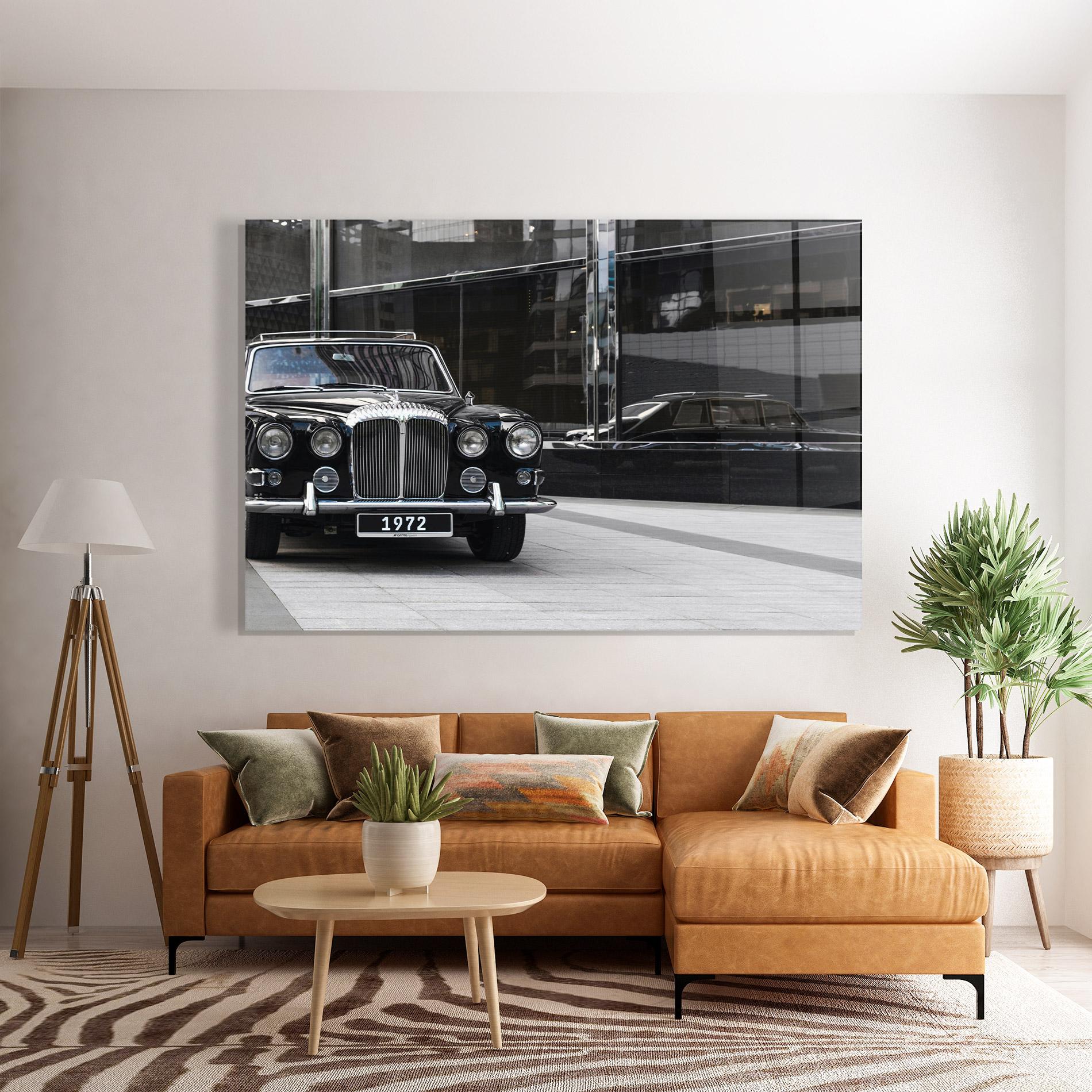 Glasbild Vintage Black Car mockup 7
