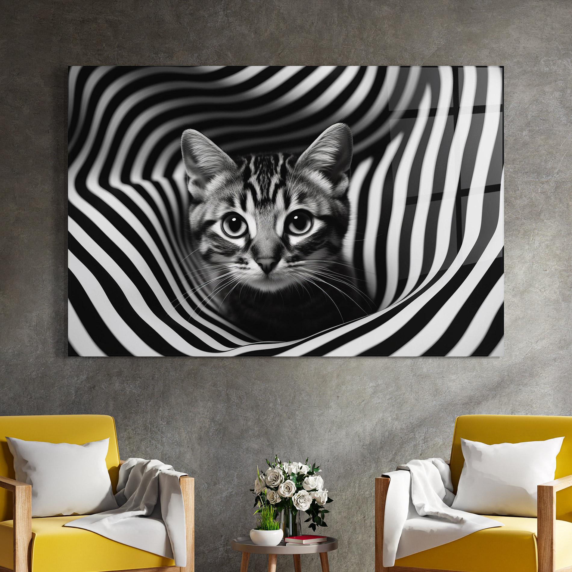 Glasbild Closeup Cat Portrait mockup 4