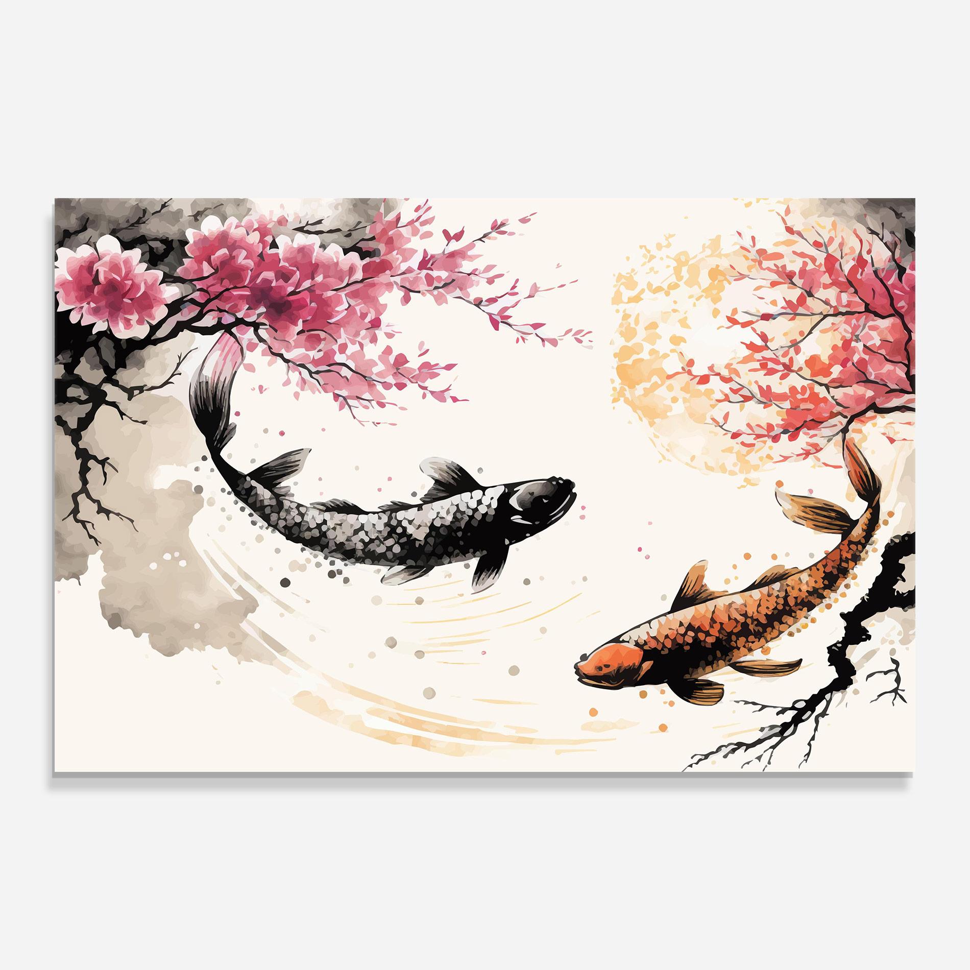 Glasbild Asiatic Flower Fish mockup 0