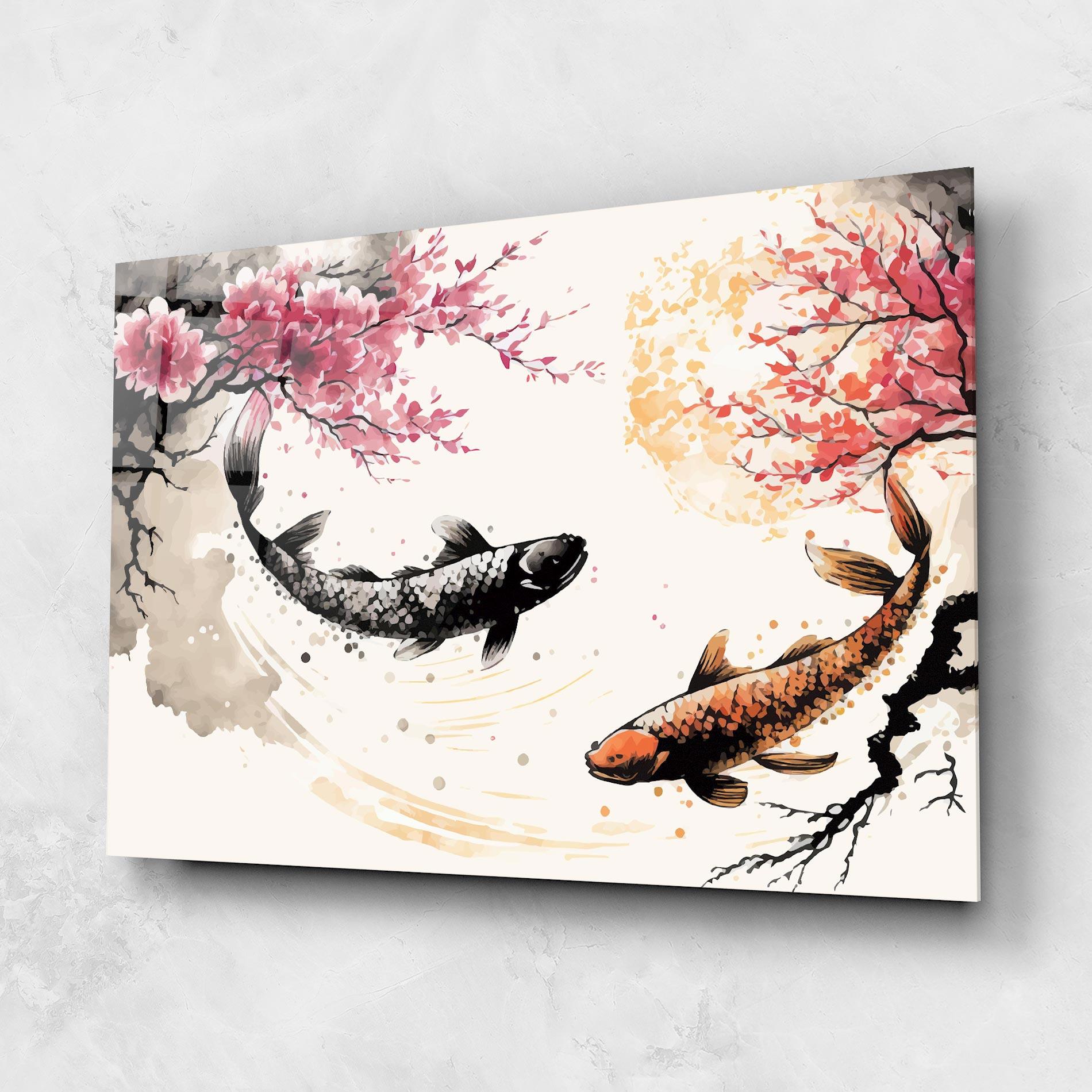 Glasbild Asiatic Flower Fish mockup 1