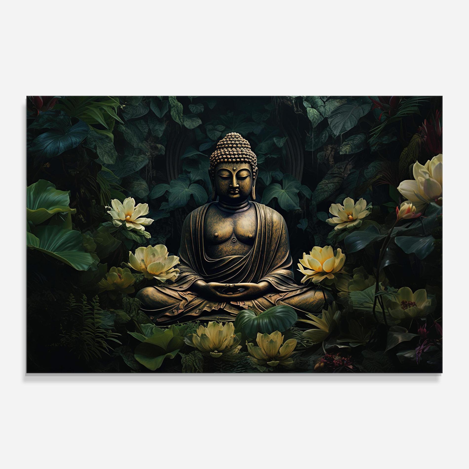 Glasbild Calm Buddha Art mockup 0