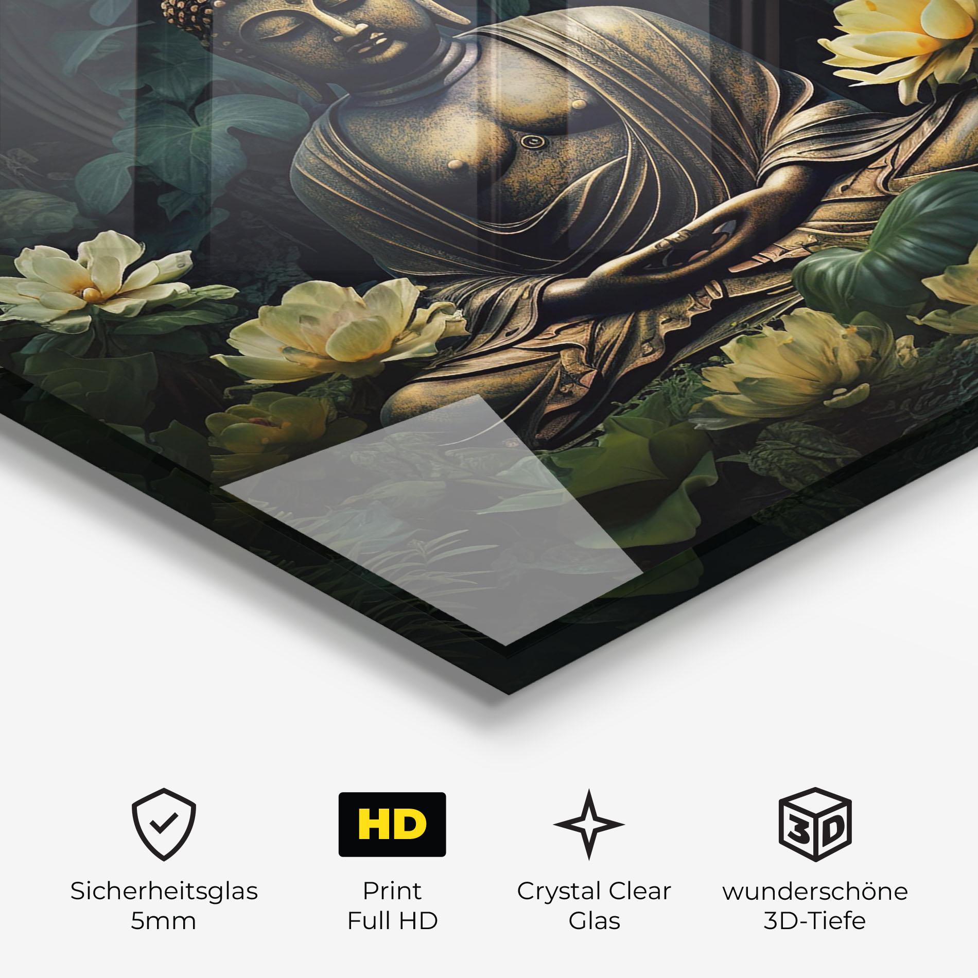 Glasbild Calm Buddha Art mockup 3
