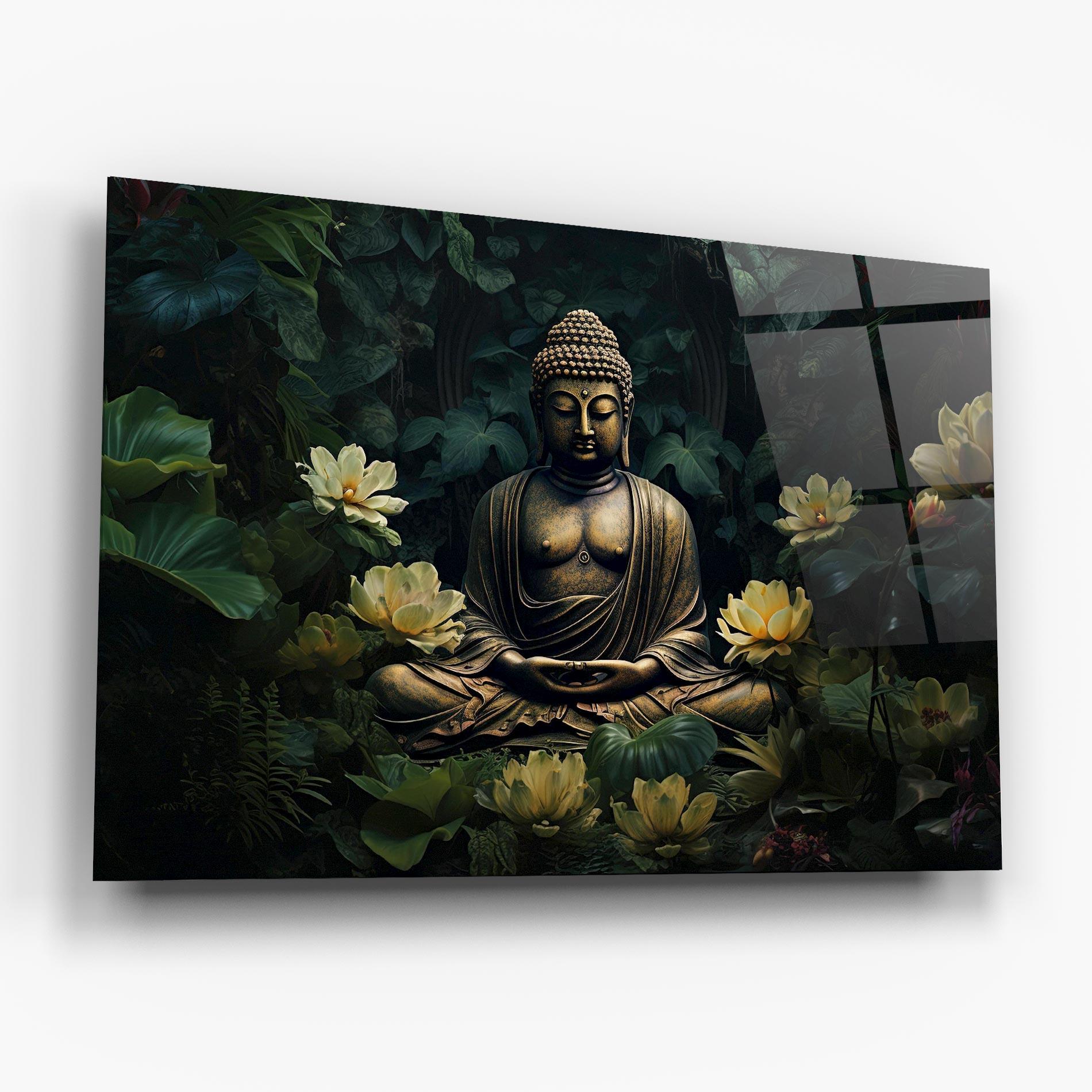 Glasbild Calm Buddha Art mockup 6
