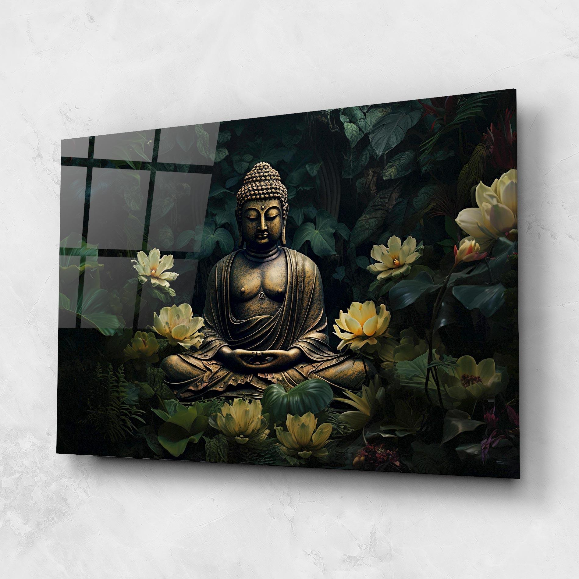 Glasbild Calm Buddha Art mockup 1