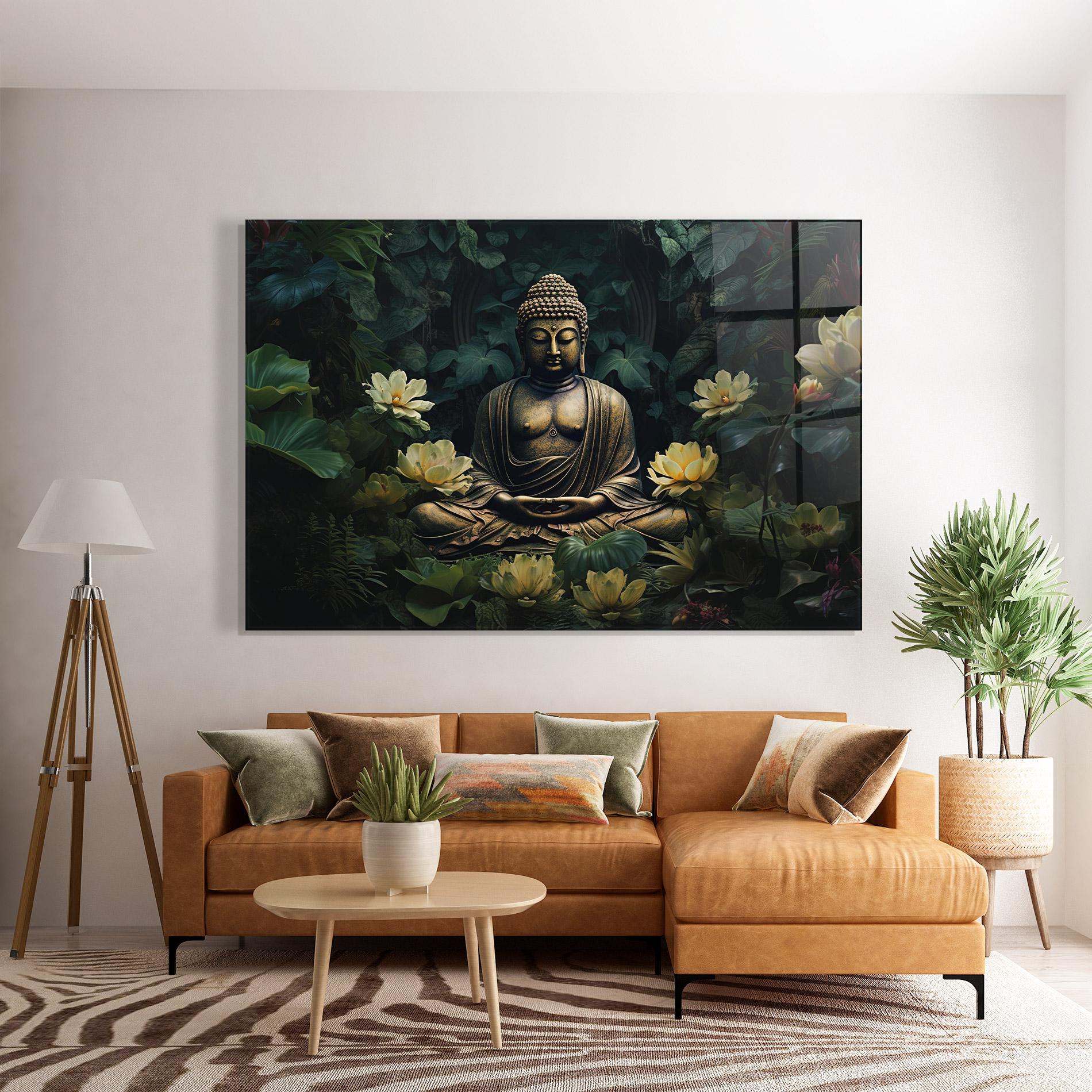 Glasbild Calm Buddha Art mockup 7