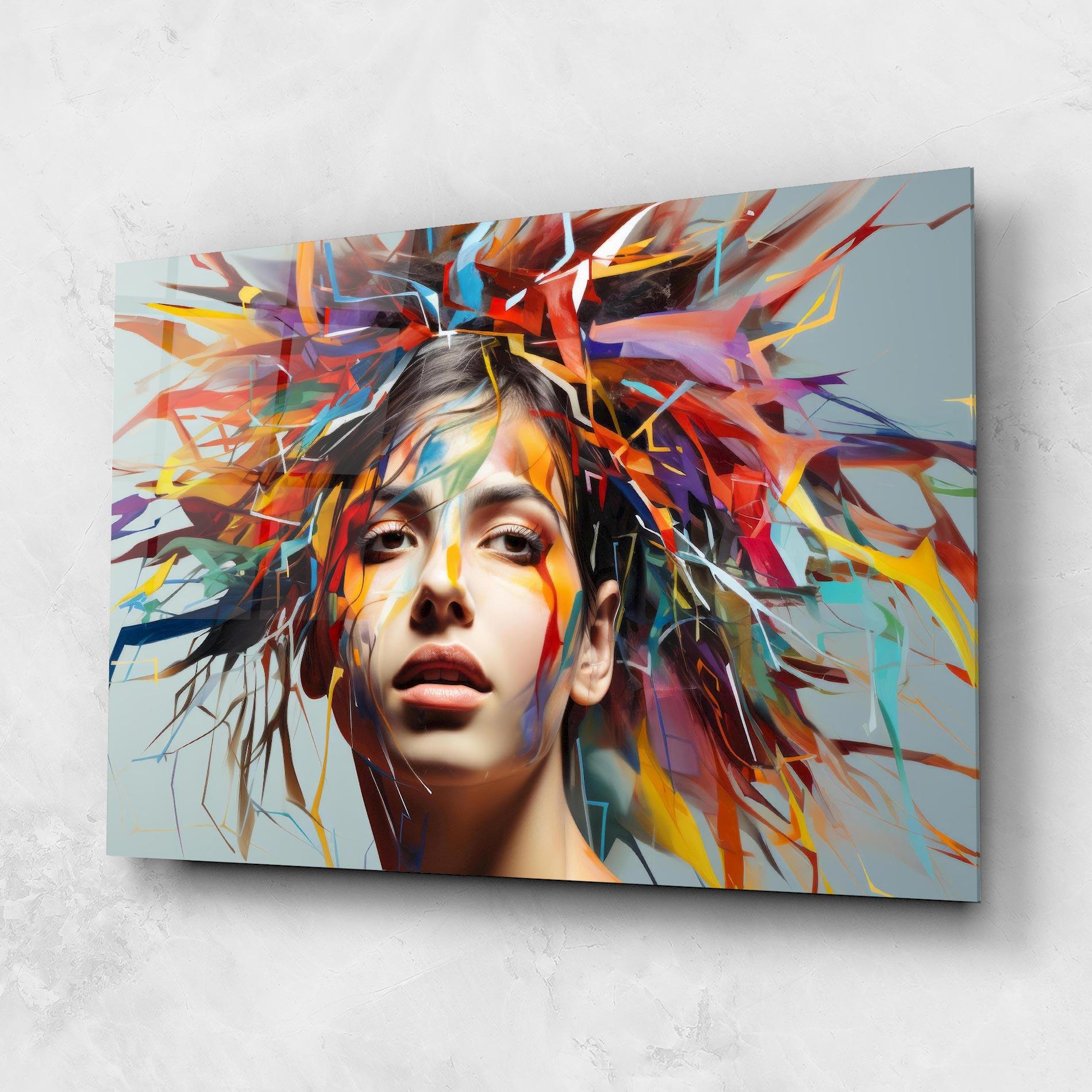 Glasbild Colorful Paint Hair mockup 1
