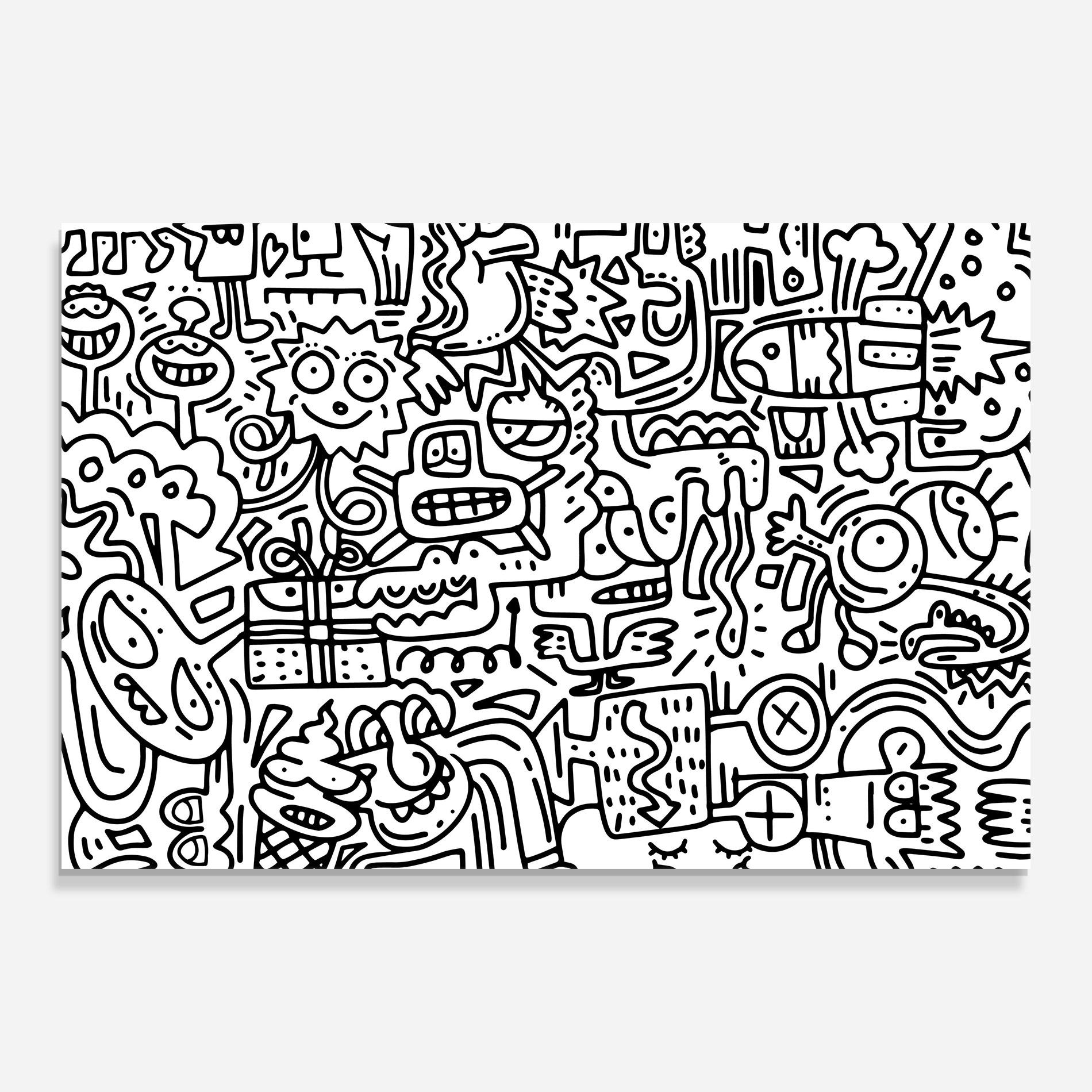 Glasbild Doodle Black Line mockup 0