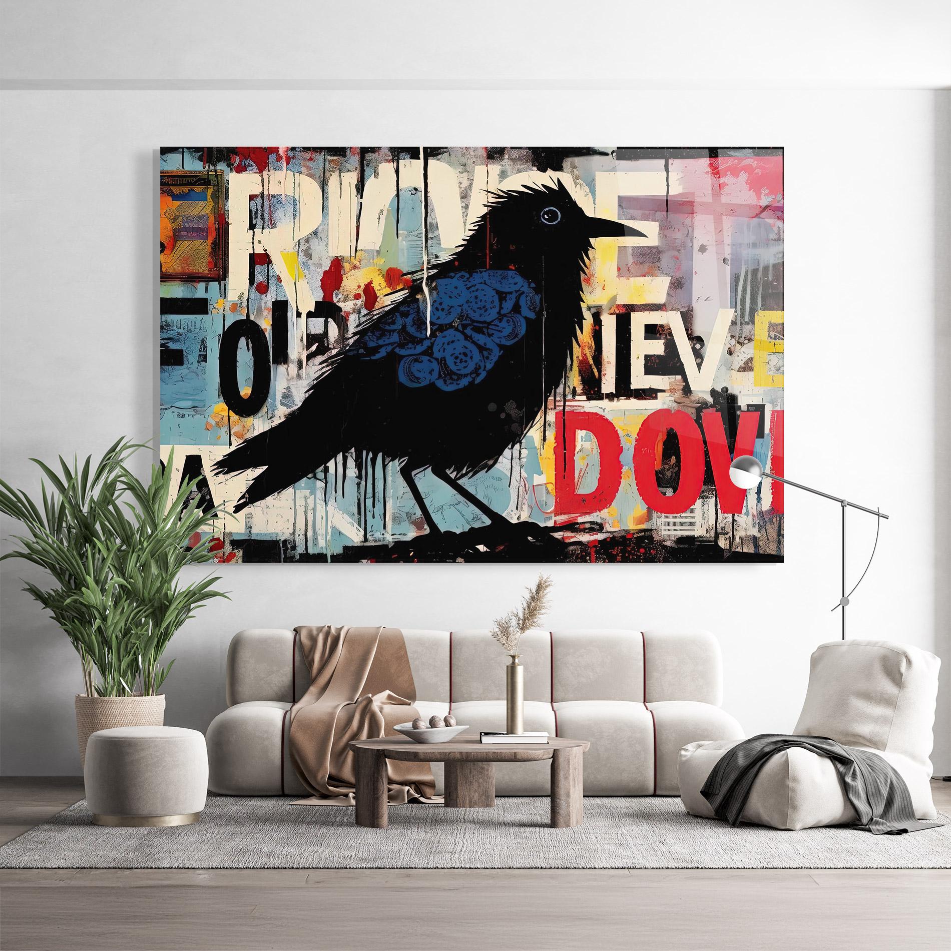 Glasbild Bird Old Doodle mockup 9