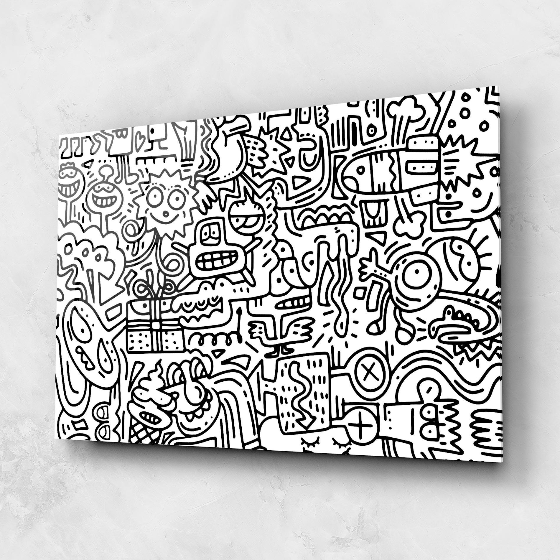 Glasbild Doodle Black Line mockup 1