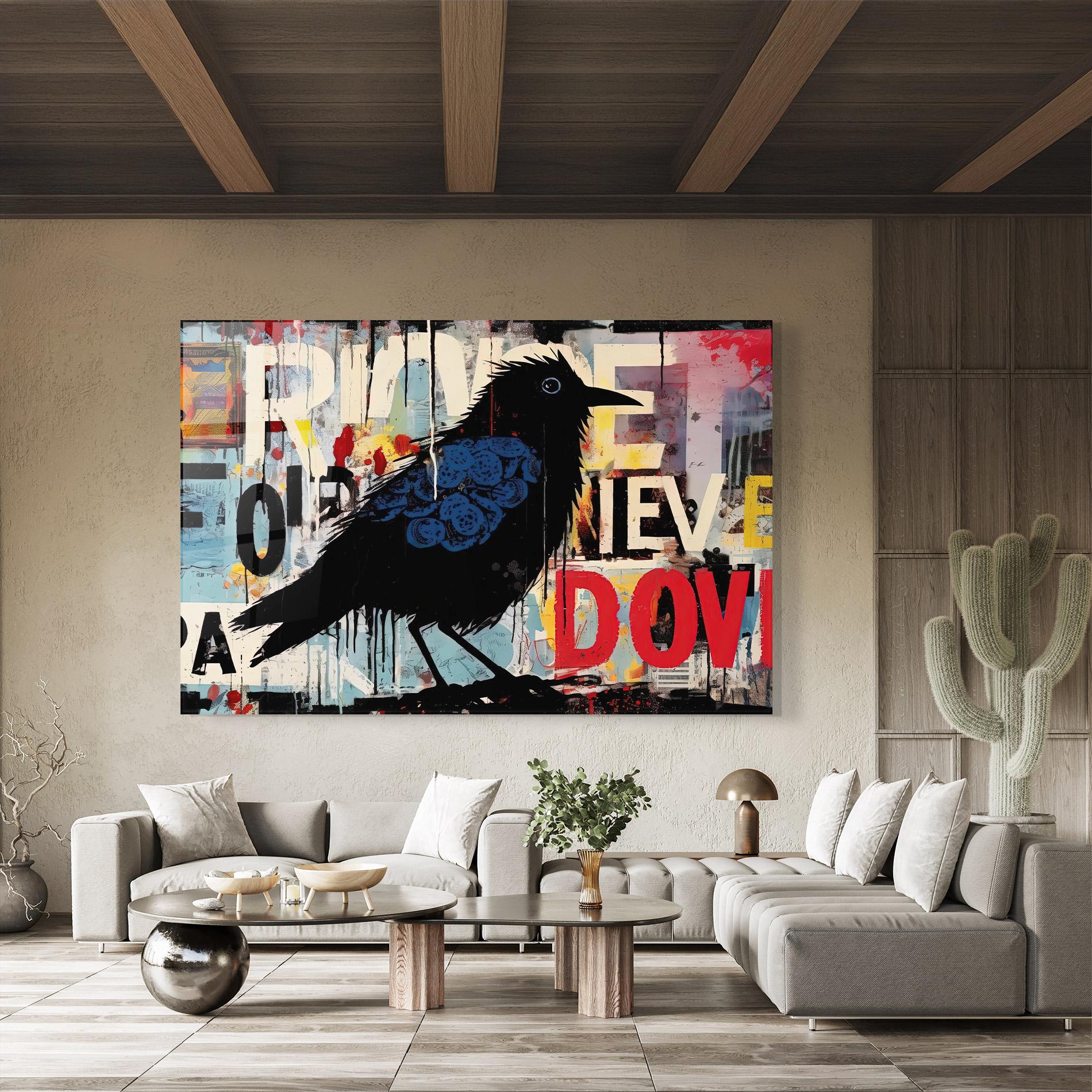 Glasbild Bird Old Doodle mockup 8