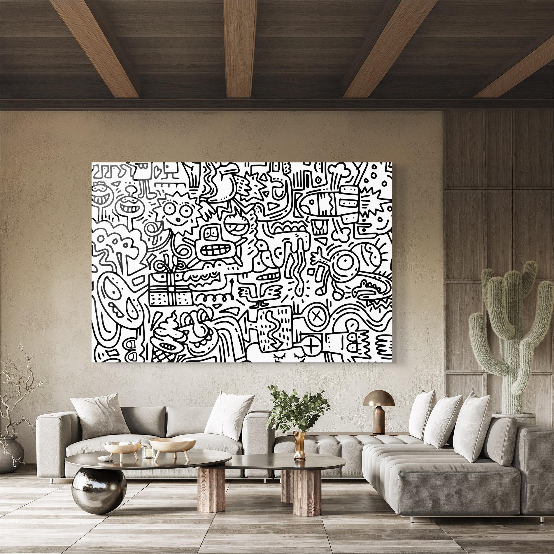 Glasbild Doodle Black Line mockup 8