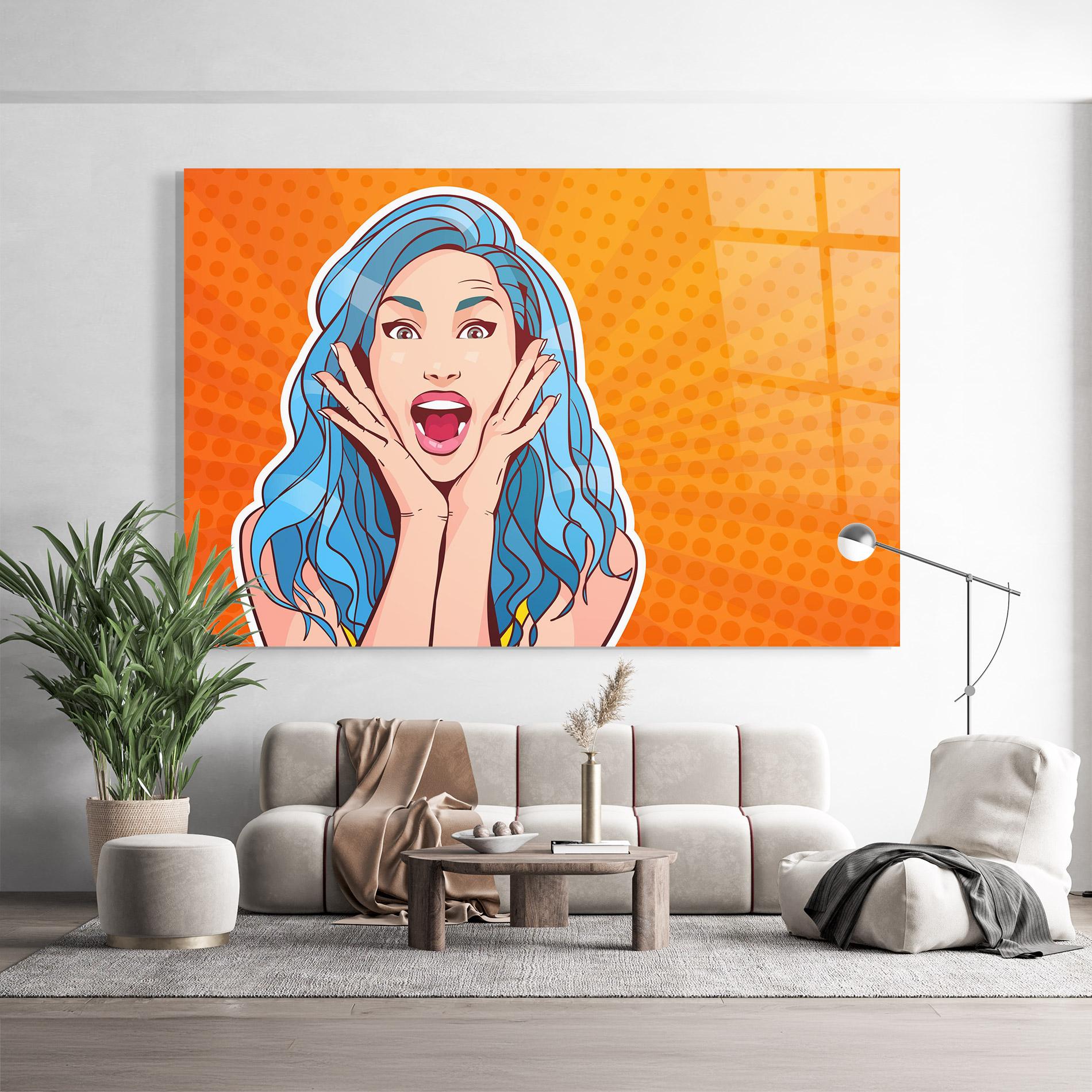 Glasbild Blue Hair Surprised mockup 9