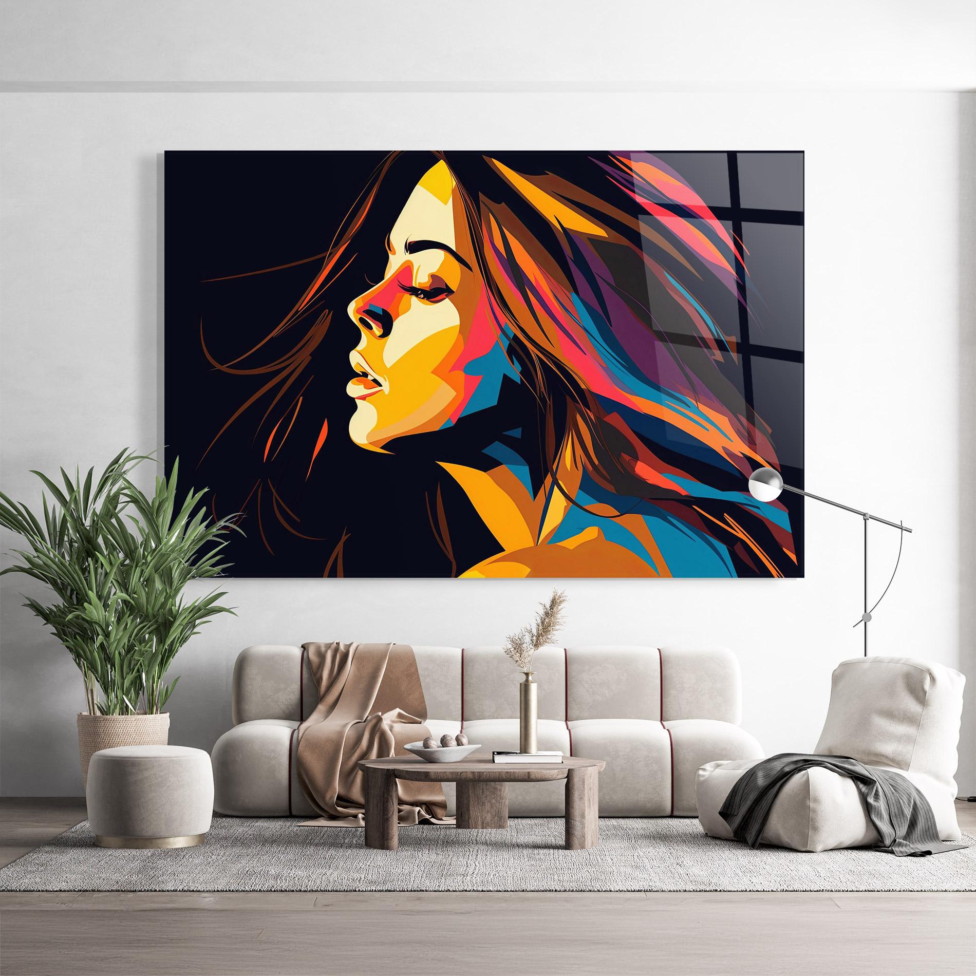 Glasbild Graphical Pop Woman mockup 9