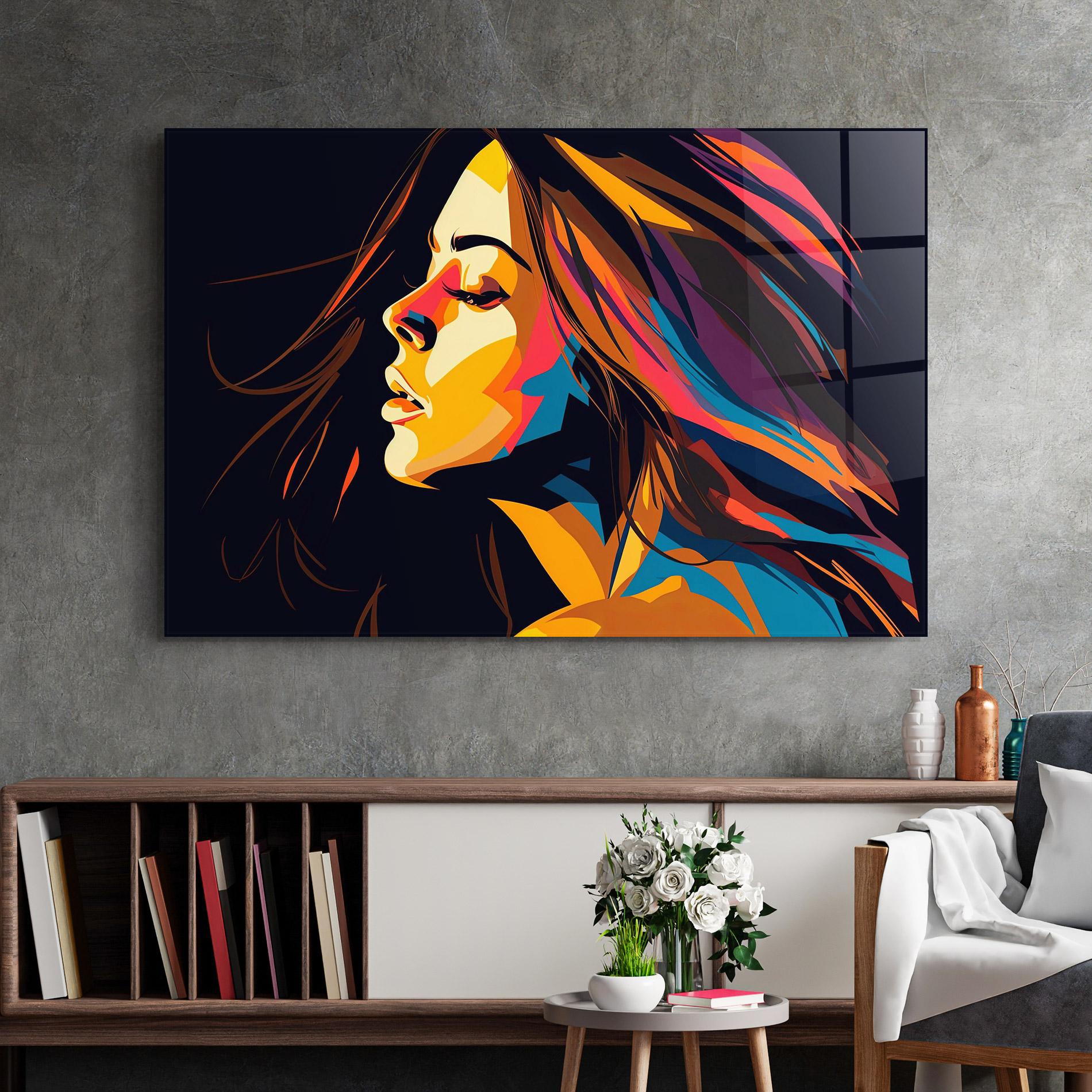 Glasbild Graphical Pop Woman mockup 2