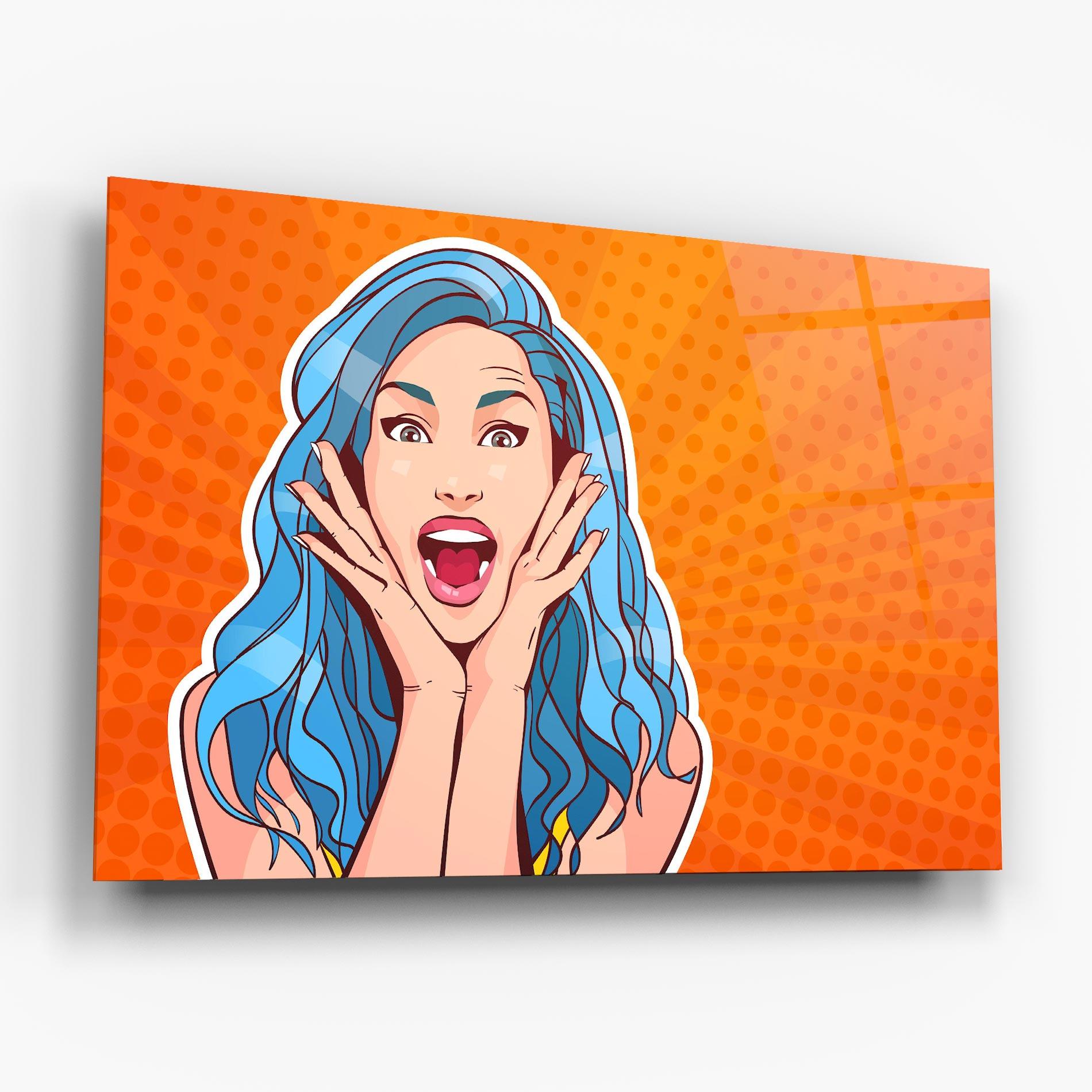 Glasbild Blue Hair Surprised mockup 6