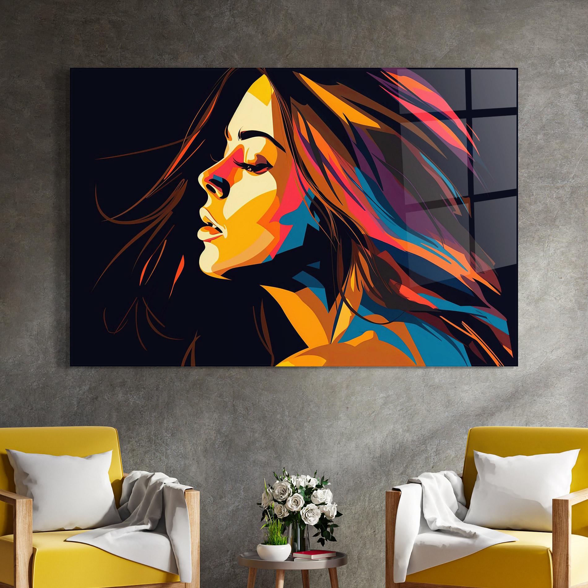 Glasbild Graphical Pop Woman mockup 4