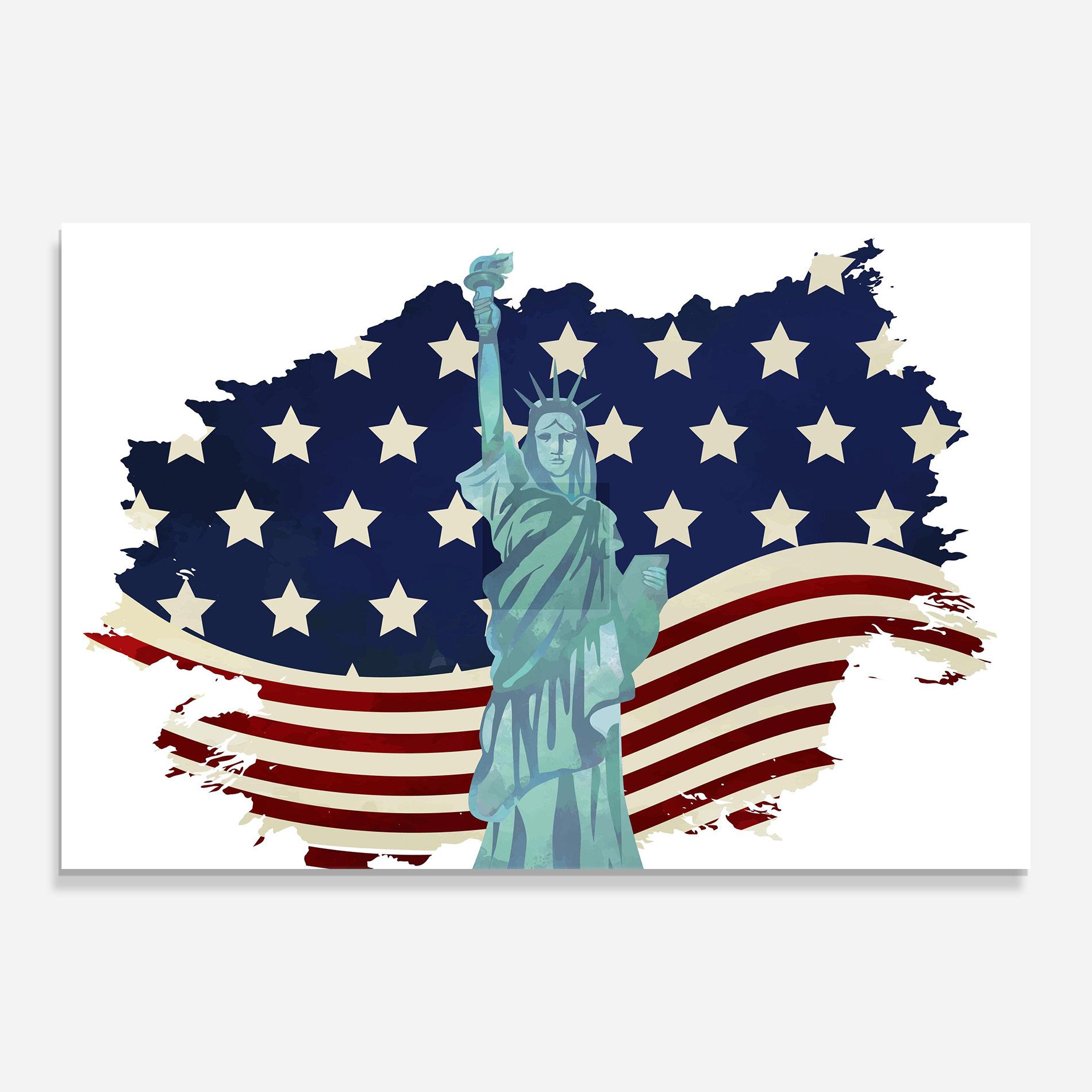 Glasbild Usa Flag Statue mockup 0
