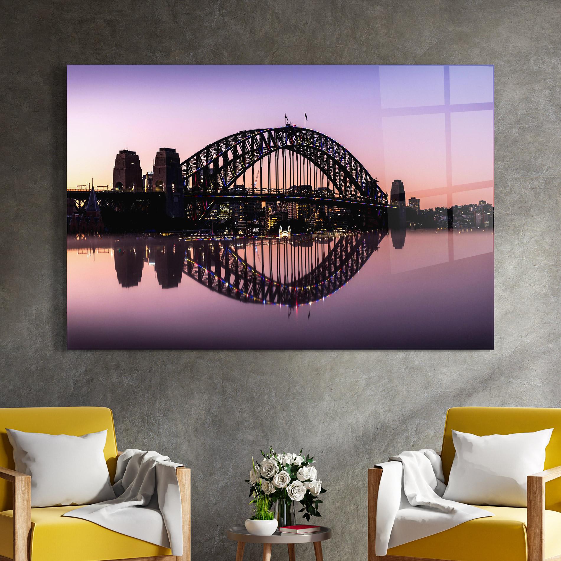 Glasbild Purple Night Sydney mockup 4